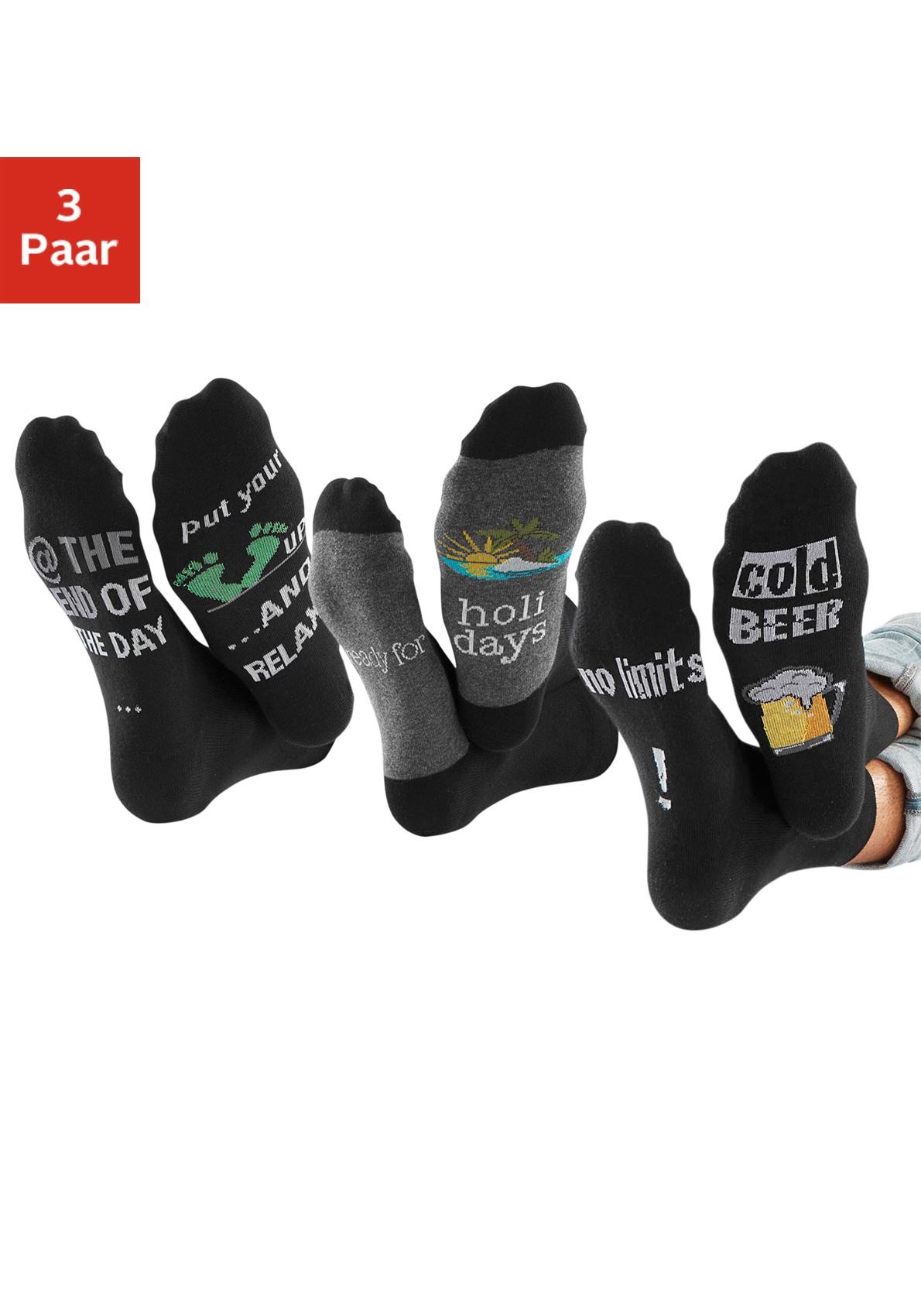 H.I.S Socken, (Packung, 3 Paar), mit Bier Print