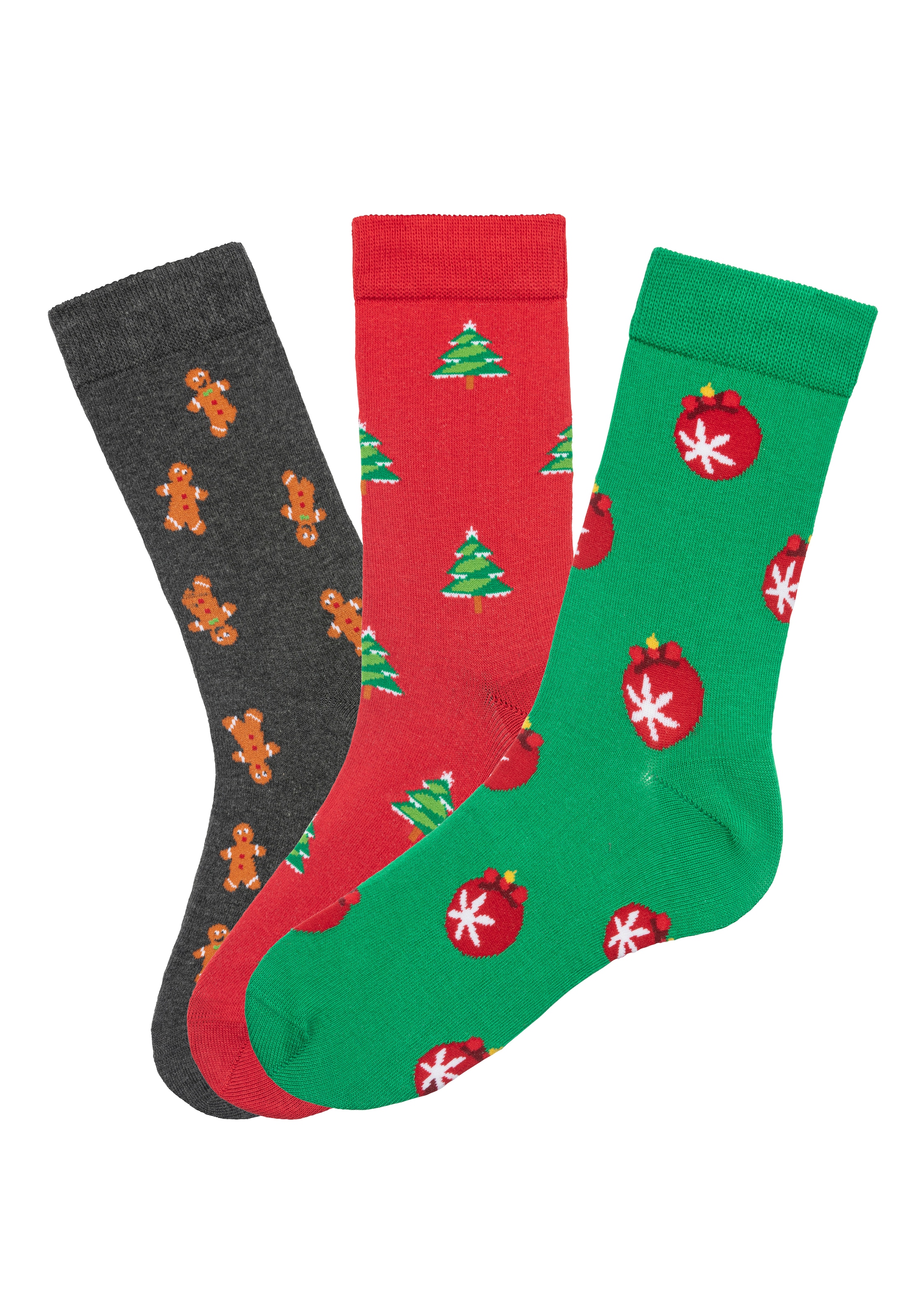 John Devin Socken, (3 Paar), mit unterschiedlichen Weihnachtsmotiven
