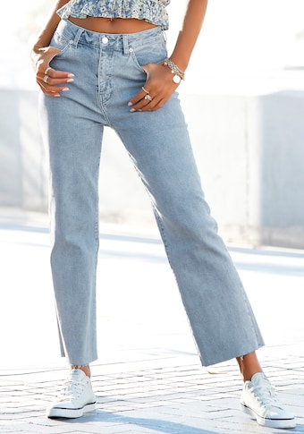 Buffalo Weite Jeans, mit leicht ausgefranstem Beinabschluss, Culotte Jeans in 7/8-Länge