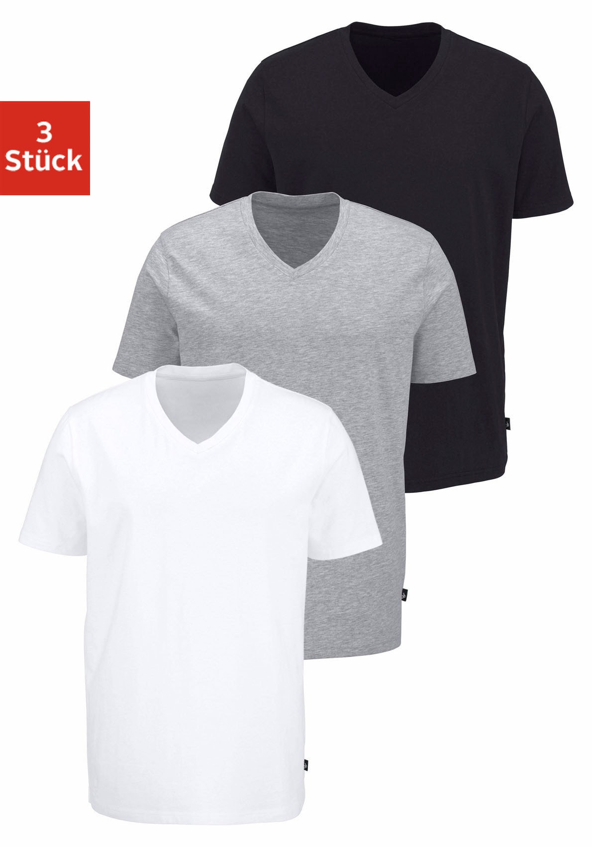 Pack Baumwoll günstig Kaufen-Bruno Banani T-Shirt, (3 tlg., 3er-Pack), mit V-Ausschnitt, perfekte Passform, aus elastischer Baumwolle. Bruno Banani T-Shirt, (3 tlg., 3er-Pack), mit V-Ausschnitt, perfekte Passform, aus elastischer Baumwolle <![CDATA[Bruno Banani T-Shirt im 3er Pack. A