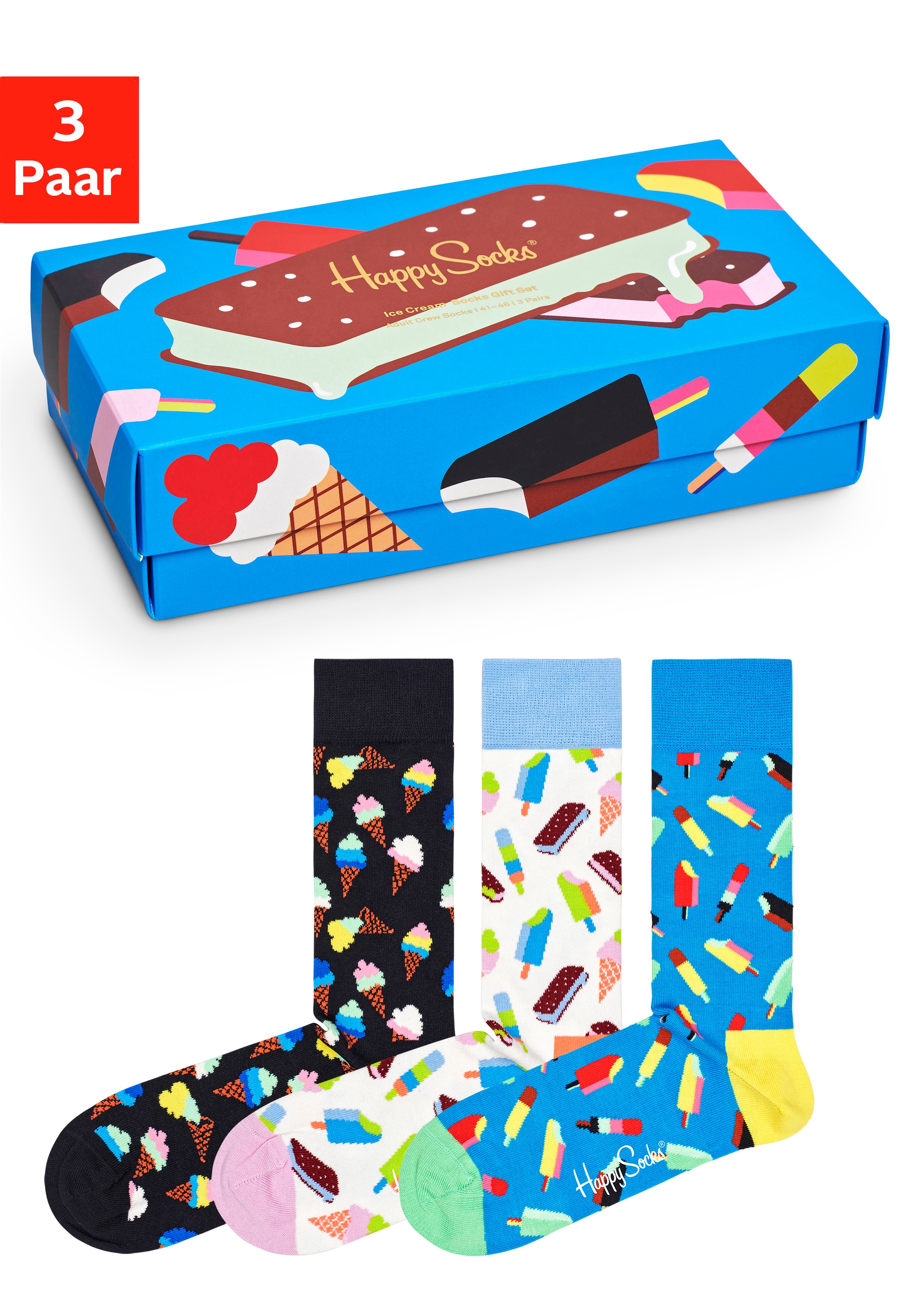 Image of Happy Socks Socken »Ice Cream«, (Box, 3 Paar), in lustiger Geschenkbox