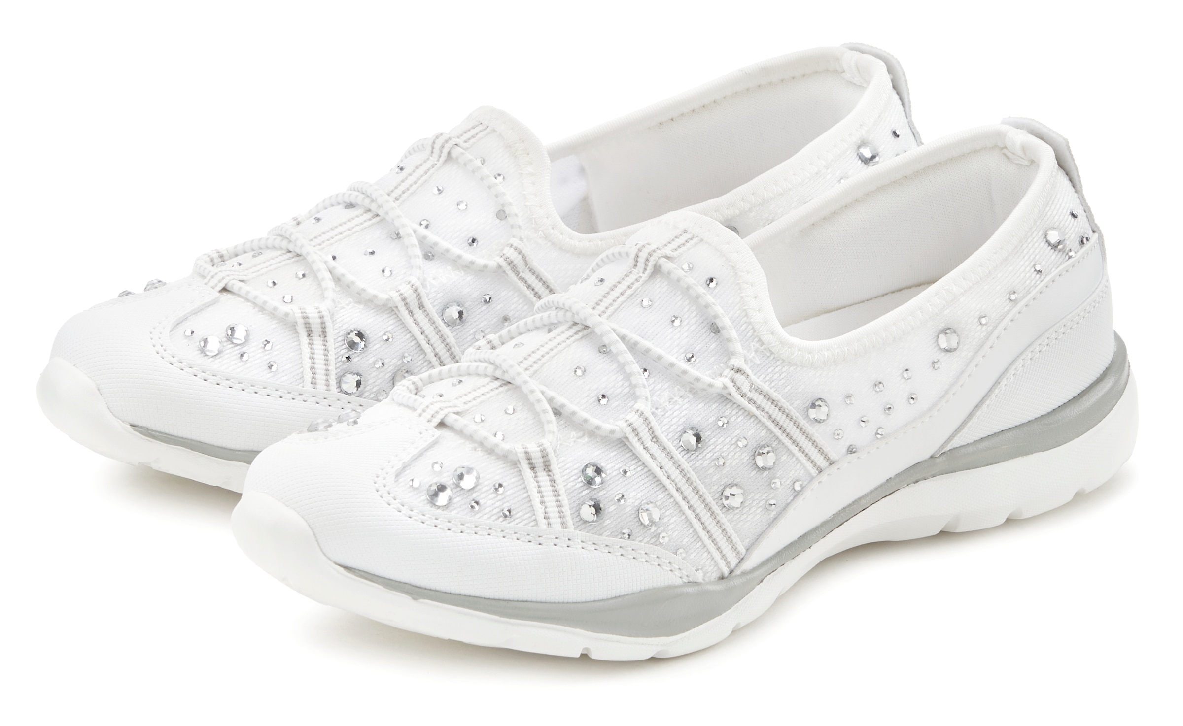 LASCANA Sneaker, Freizeitschuh, Halbschuh, Slip-In-Sneaker mit Glitzersteinchen VEGAN