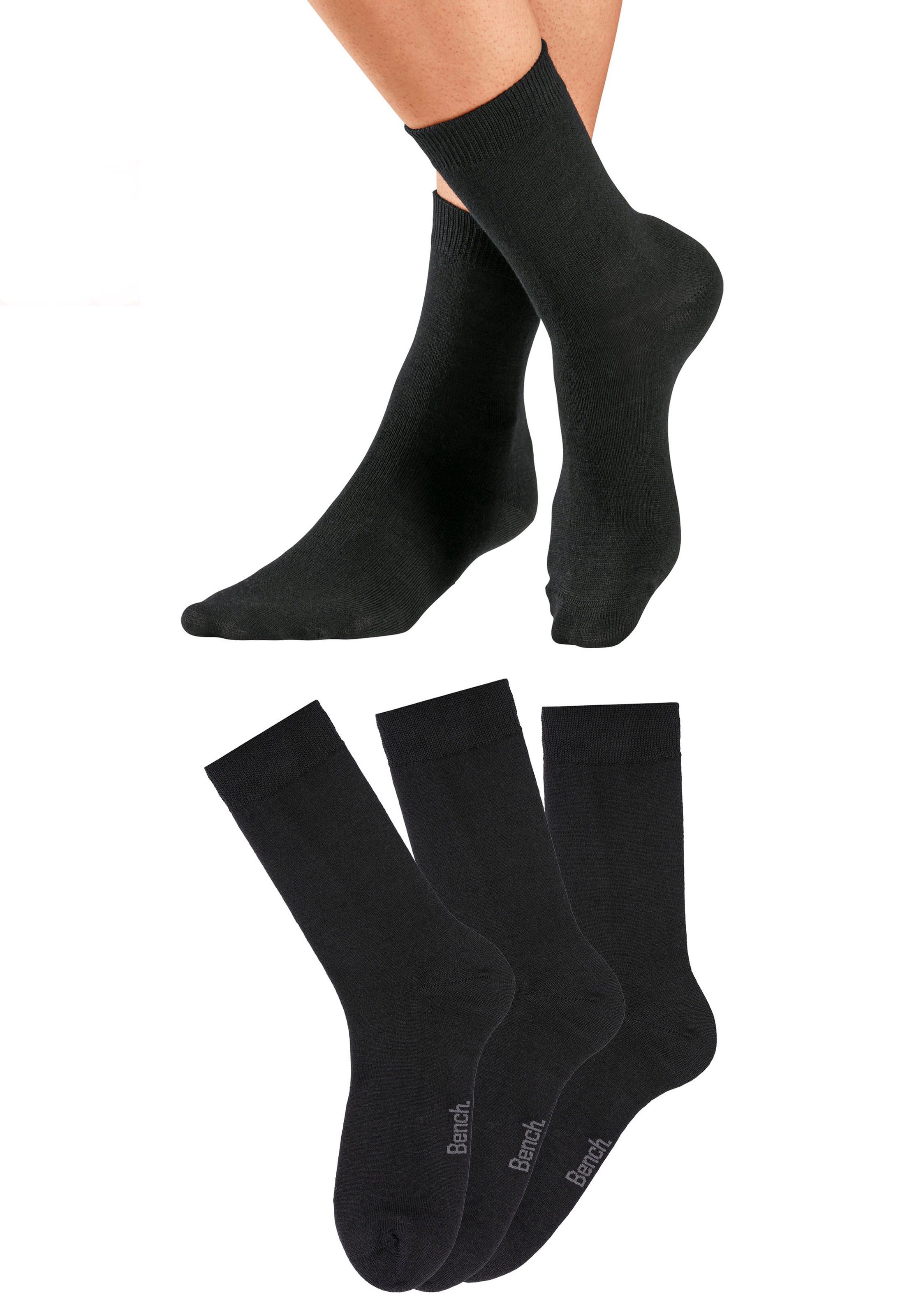 Bench. Socken, (Packung, 3 Paar), Wollsocken Damen aus flauschigem Material mit 53% Wolle