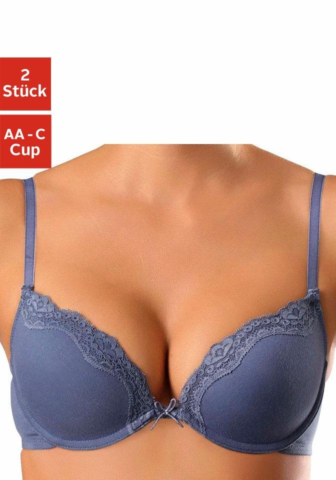 Image of petite fleur Push-up-BH, (Packung, 2 Stück), mit Bügel und feinem Spitzenband, Basic Dessous
