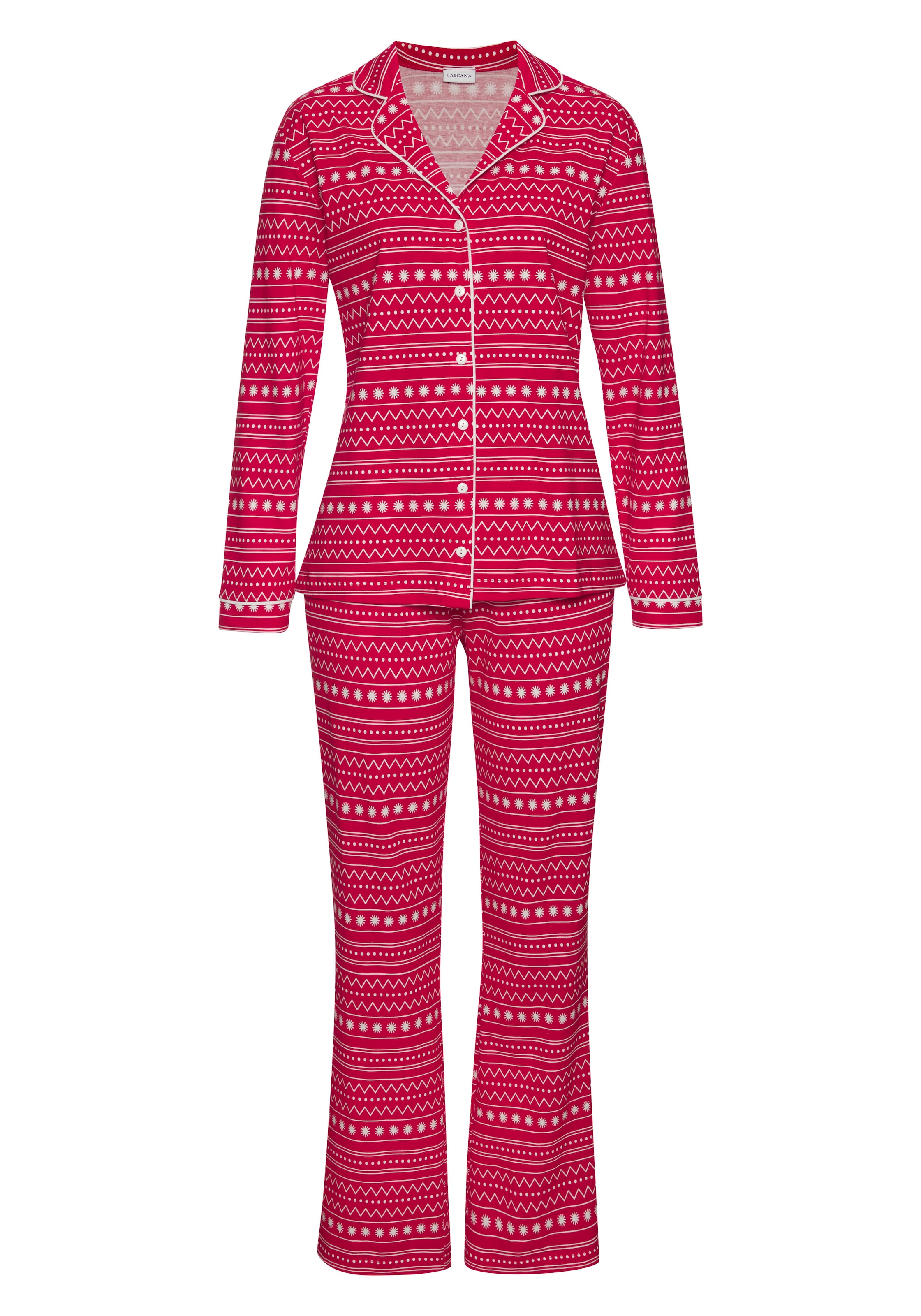 LASCANA Pyjama, (Set, 2 tlg.), mit Alloverprint