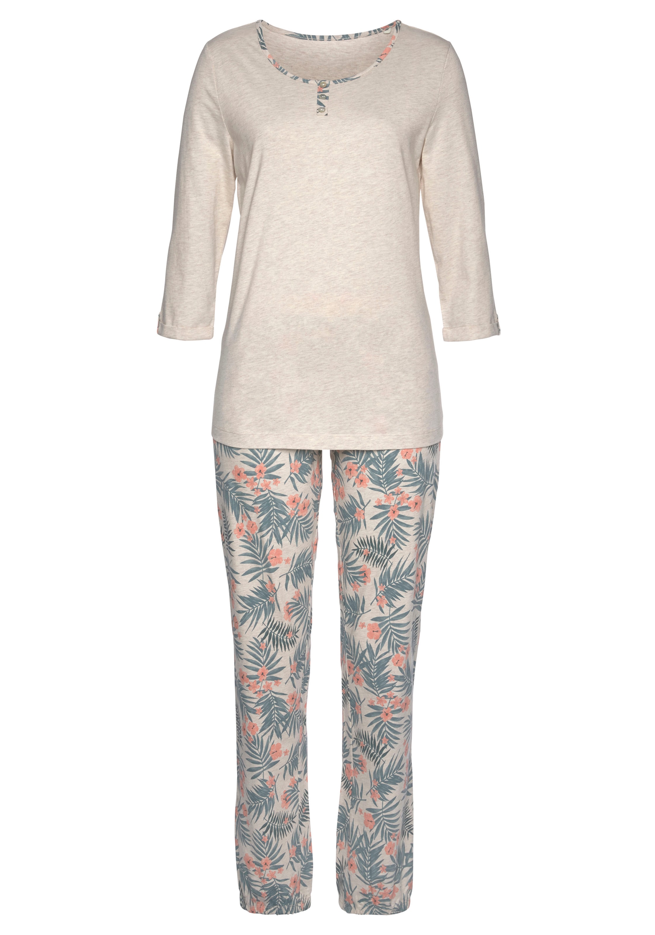 LASCANA Pyjama, (2 tlg., | gemusterter Unterwäsche kaufen & online Hose LASCANA Stück), Lingerie 1 mit » Bademode