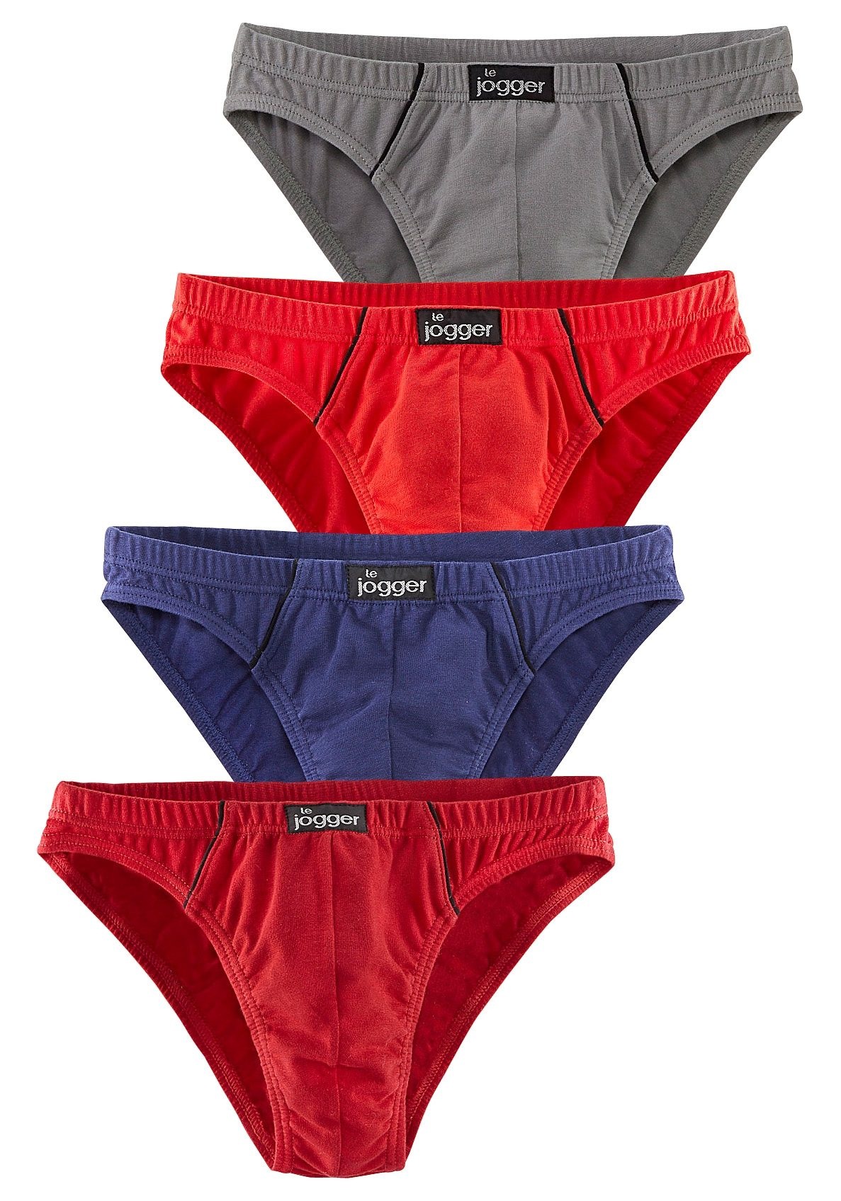 le jogger® Slip »Minislip«, (Packung, 4 St.), knappe Form, schöne Farben mit kontrastfarbenen Pipings