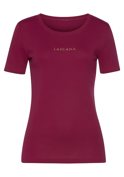 LASCANA T-Shirt, (2er-Pack), mit goldfarbenenem Logodruck