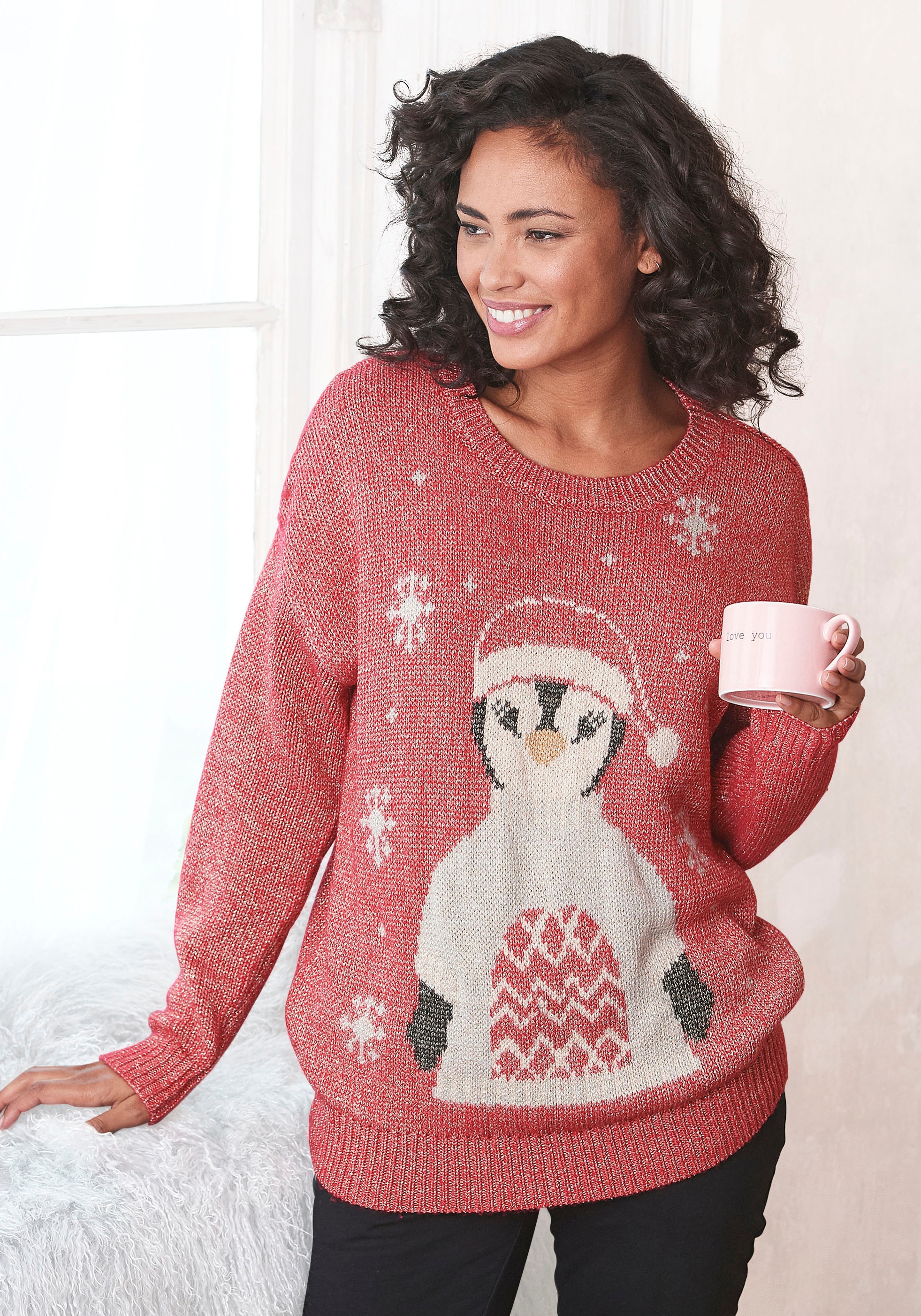 I love  günstig Kaufen-LASCANA Sweater »Weihnachtspullover«. LASCANA Sweater »Weihnachtspullover« <![CDATA[Winterlicher Pullover mit eingestricktem Pinguin-Motiv. Gerippte Strickbündchen an den Säumen. Weiche Strickqualität.]]>. 