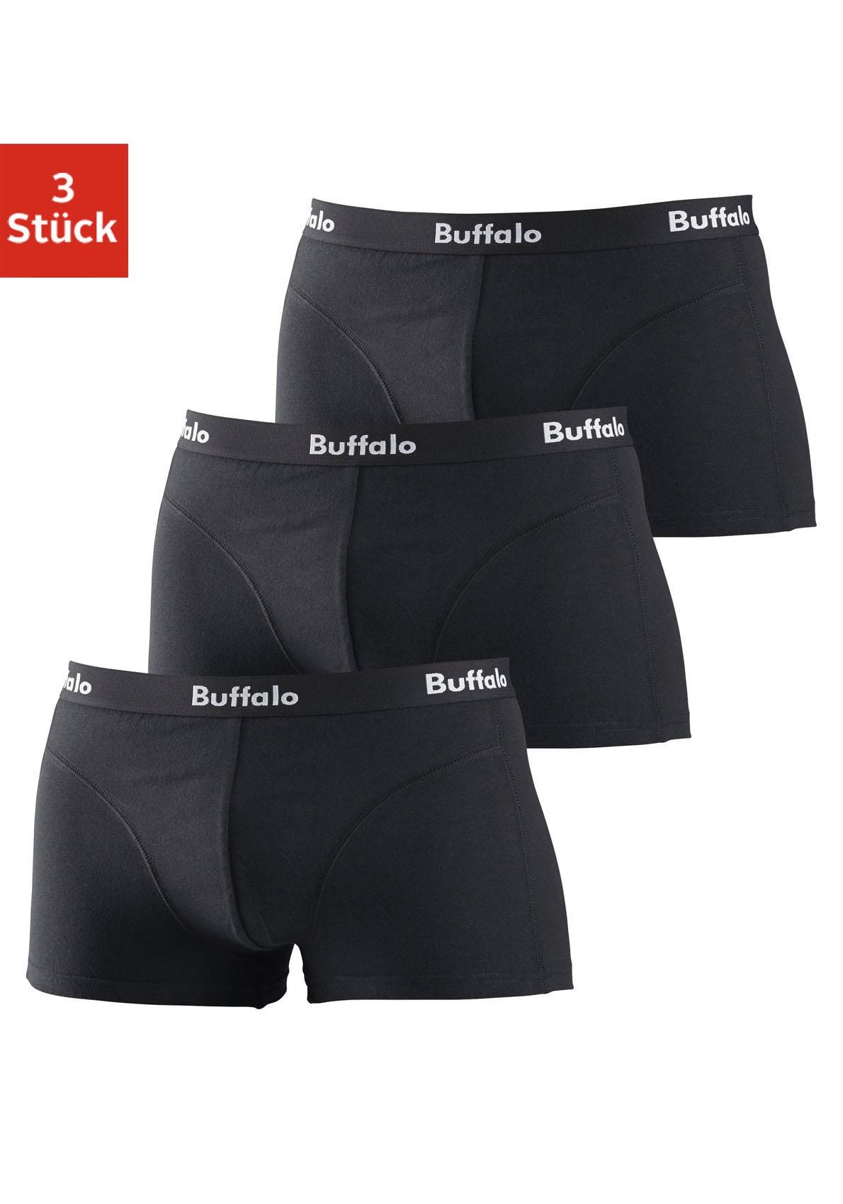 Boxer Boxershort günstig Kaufen-Buffalo Boxershorts, (Packung, 3 St.), in Hipster-Form mit Overlock-Nähten vorn. Buffalo Boxershorts, (Packung, 3 St.), in Hipster-Form mit Overlock-Nähten vorn <![CDATA[Hipster in der Qualität Baumwoll-Stretch im 3er-Pack. Super Tragekomfort! 