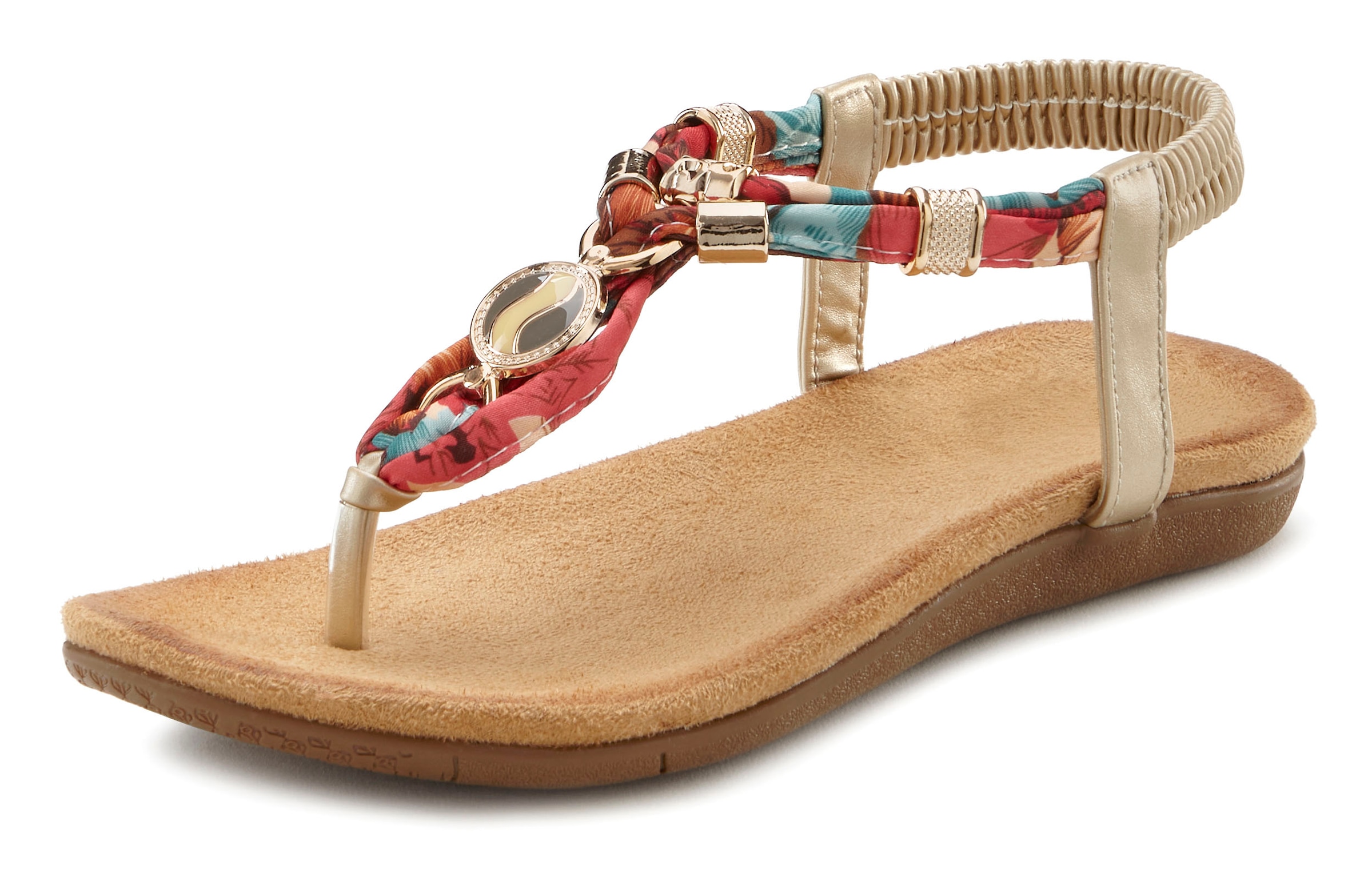 LASCANA Zehentrenner, Sandale mit elastischen Riemchen und modischer Farbgebung