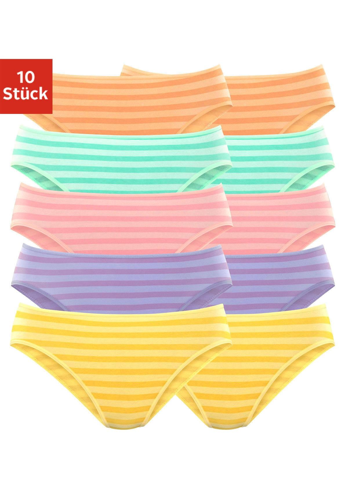 Pack PS günstig Kaufen-petite fleur Bikinislip, (Packung, 10 St.), aus elastischer Baumwolle. petite fleur Bikinislip, (Packung, 10 St.), aus elastischer Baumwolle <![CDATA[Bikinislips im praktischen 10er-Pack mit klassischem Streifenmuster. Elastische Einfassungen am Bund und 