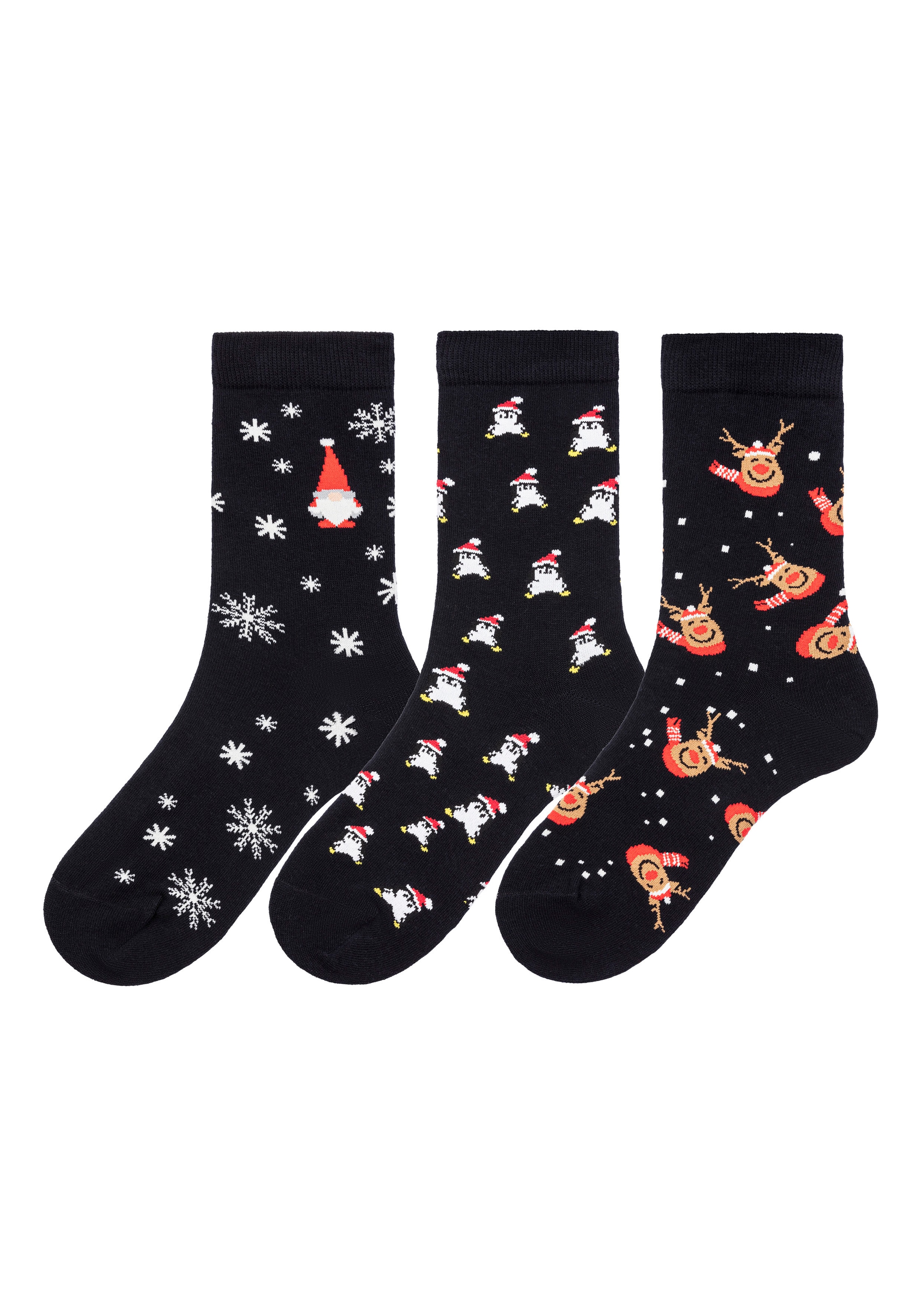 H.I.S Basicsocken »Weihnachtssocken«, (Packung, 3 Paar), mit weihnachtlichen Motiven