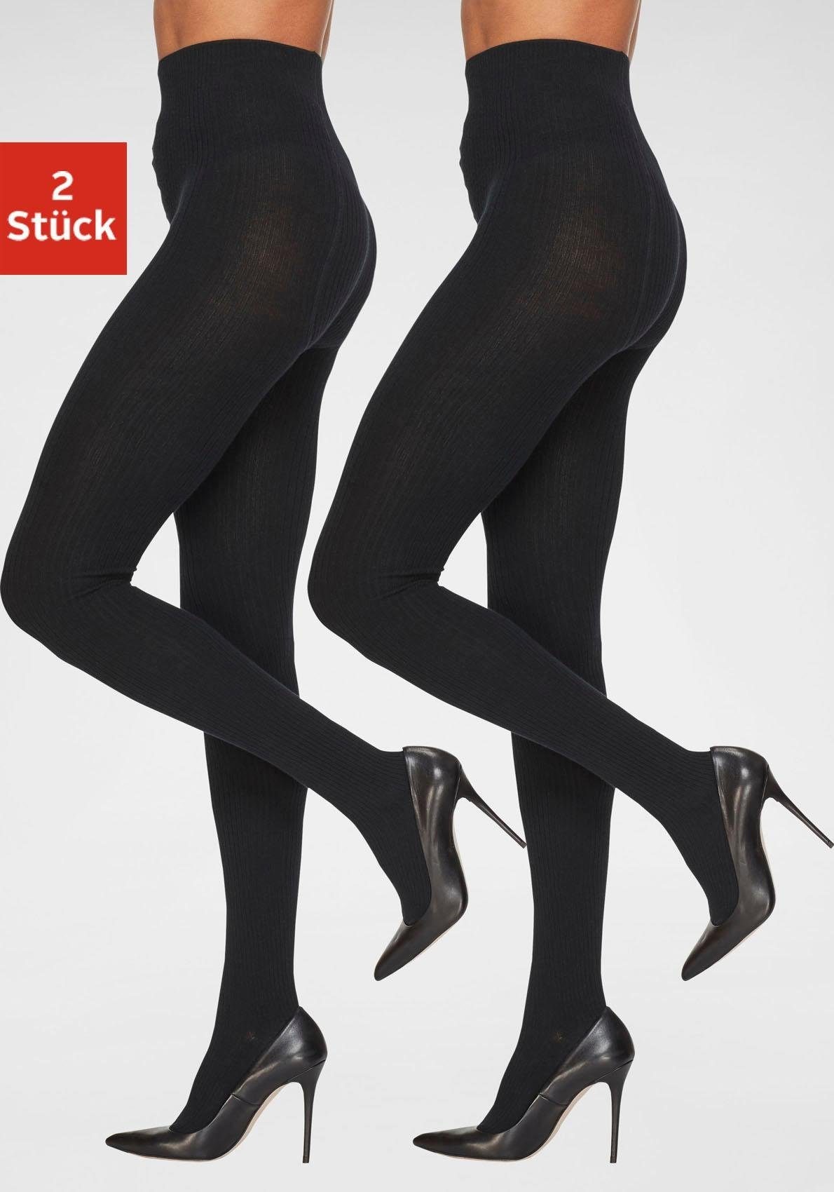 Image of Lavana Strickstrumpfhose, (2 St.), in modischem Ripp-Strick