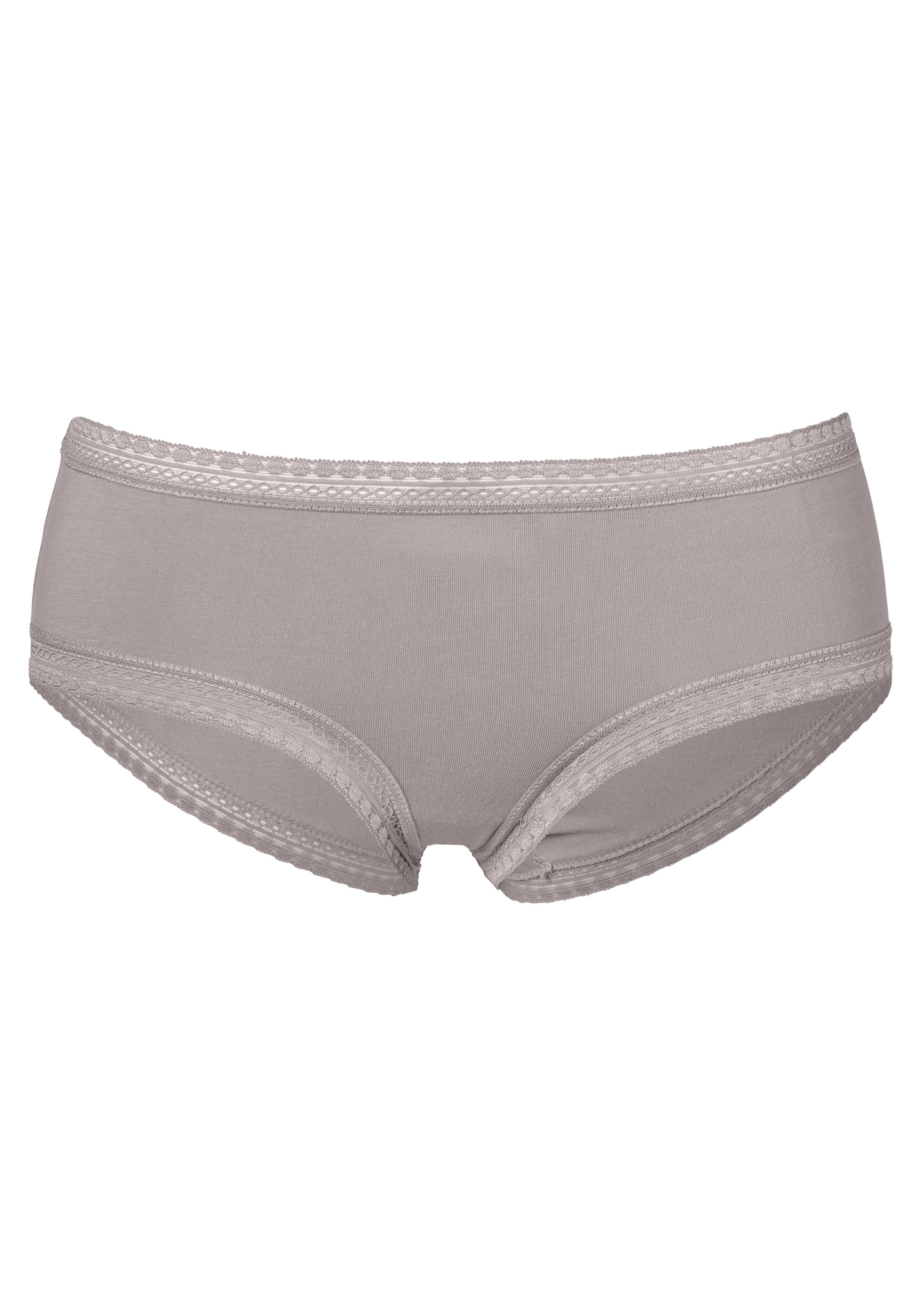 LASCANA Panty, (3er-Pack), aus elastischer Baumwolle mit weicher Spitze