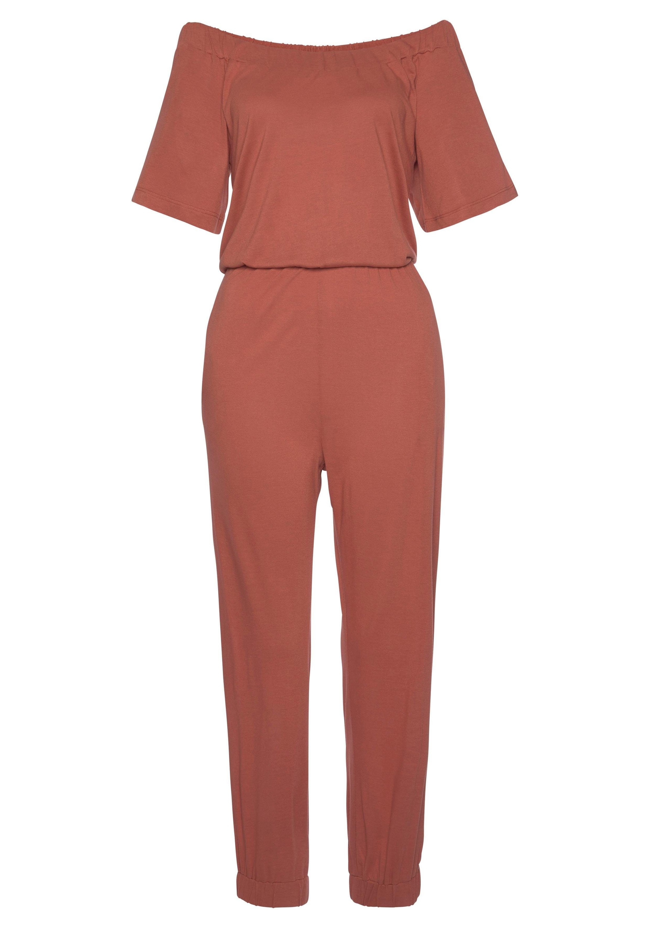 LASCANA Overall, im Carmenstyle, sommerlicher Jumpsuit mit Taschen, schulterferfrei