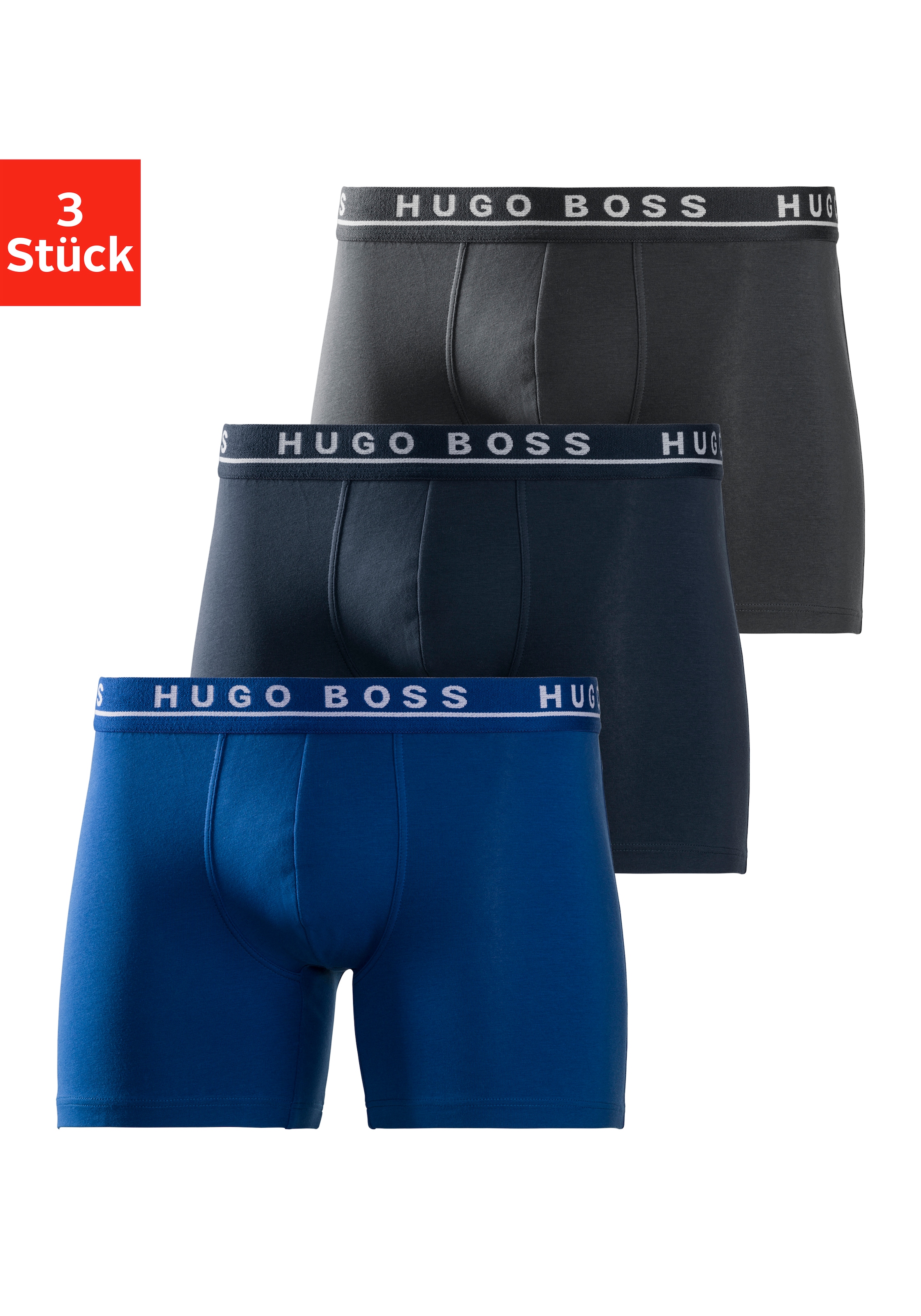 Image of Boss Langer Boxer »Boxer Brief 3P«, (3 St.), mit farblich passendem Webbund