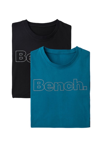Bench. Loungewear T-Shirt, (2 tlg.), Shirt mit Logoprint, Basicshirt mit Rundhals aus reiner Baumwolle