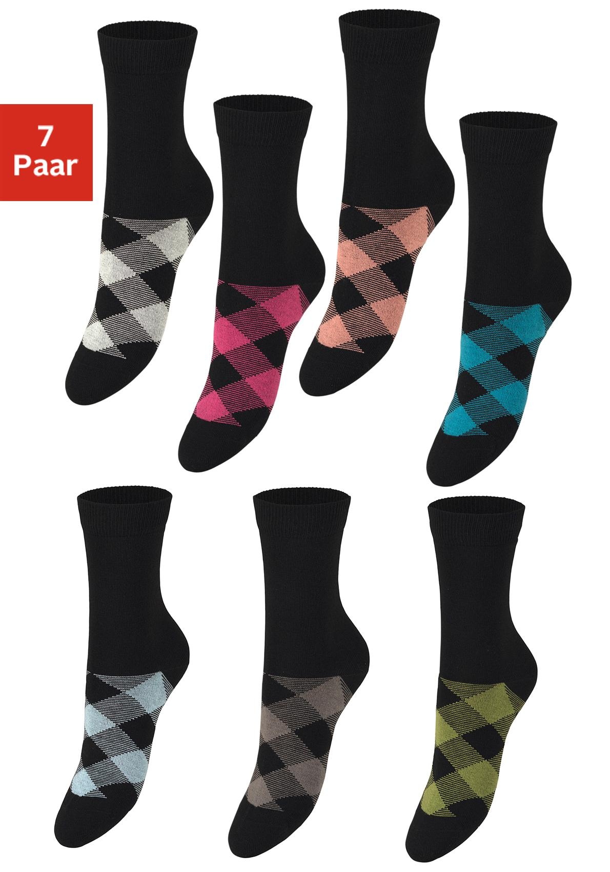 H.I.S Socken, (Packung, 7 Paar), in angesagtem Rhombenmuster