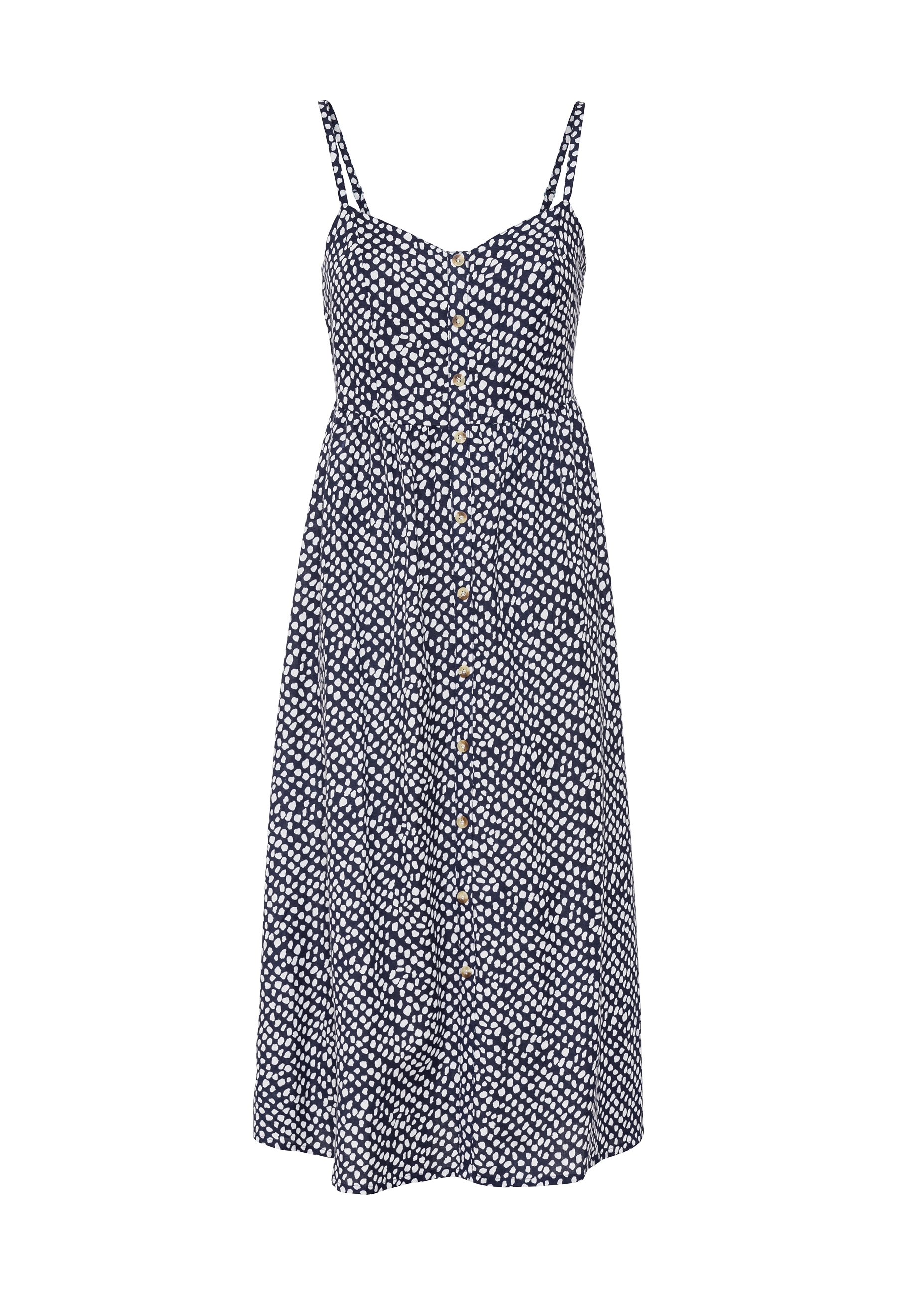 LASCANA Sommerkleid, aus Leinenmix, Midikleid mit Zierknopfleiste, Strandkleid