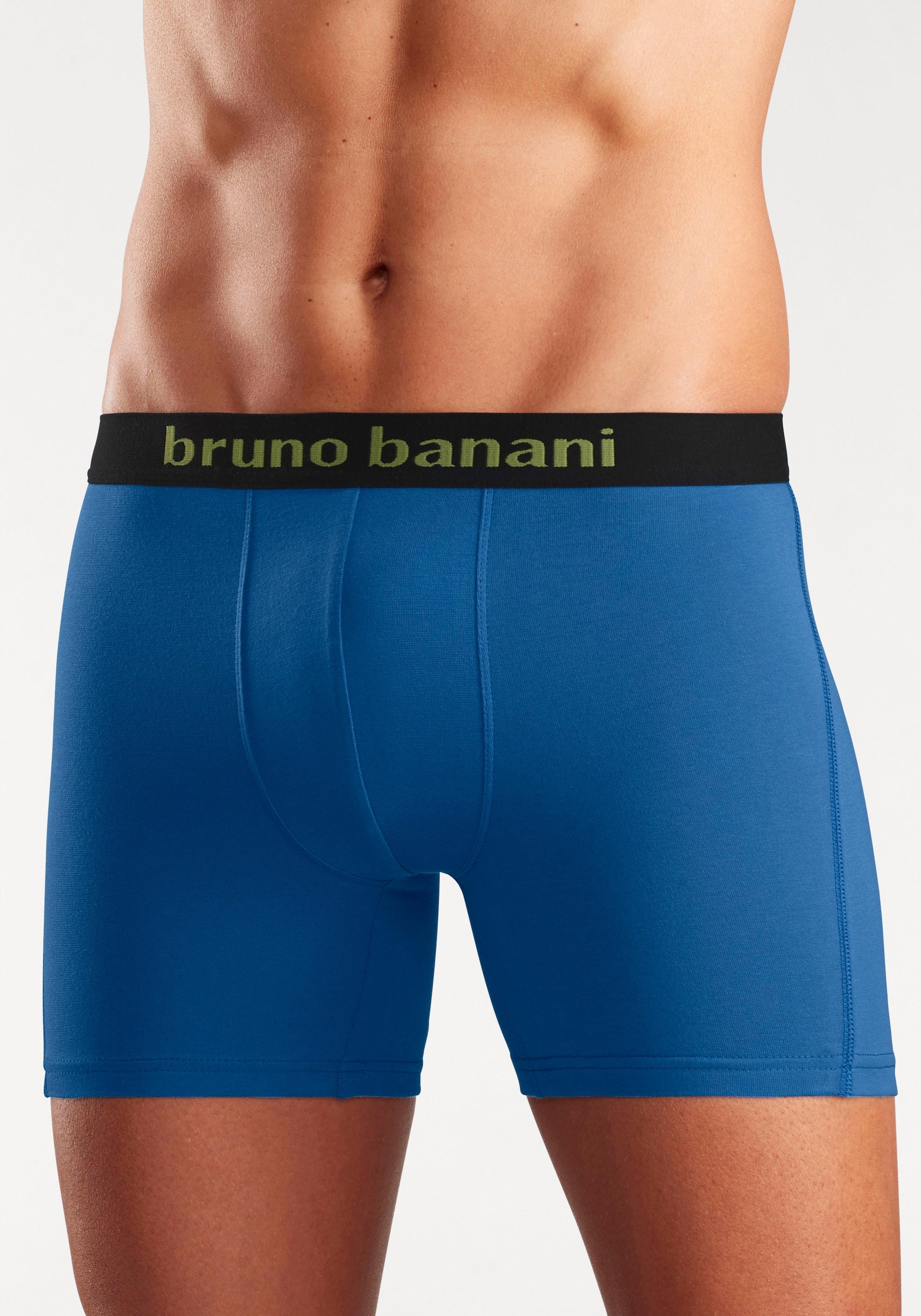 Bruno Banani Langer Boxer »Unterhose für Herren«, (Packung, 4 St.), mit auffälligem Logobund