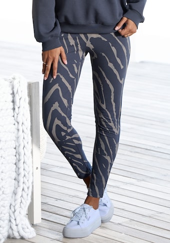LASCANA Leggings »-Loungehose«, mit Zebramuster und breitem Bund, Loungewear