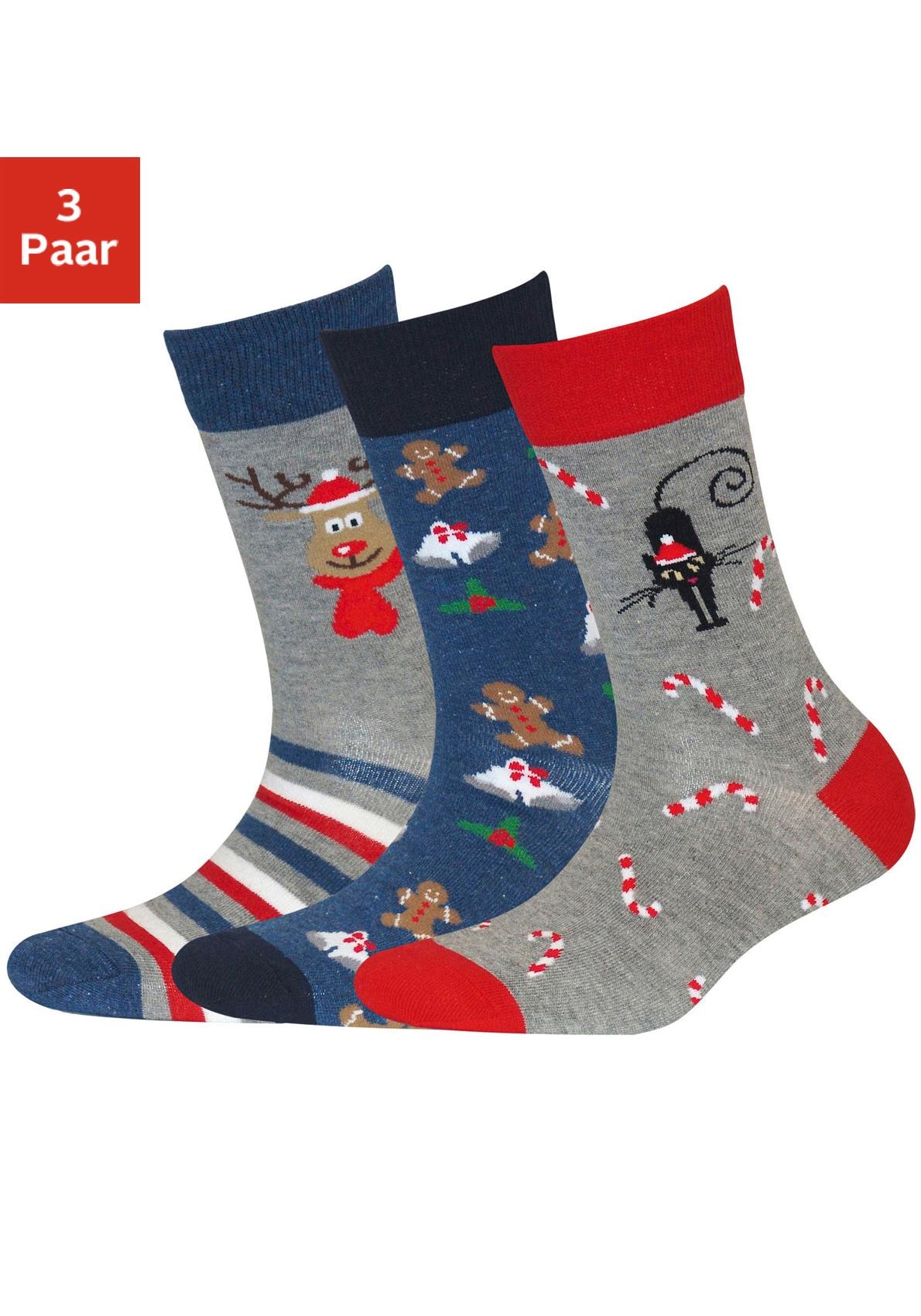 Design günstig Kaufen-H.I.S Socken, (3 Paar). H.I.S Socken, (3 Paar) <![CDATA[Gemütliche Socken im Weihnachts-Design halten die Füsse Kuschelig warm. Multipack mit 3 Paar Socken. Ideal zum Verschenken.]]>. 