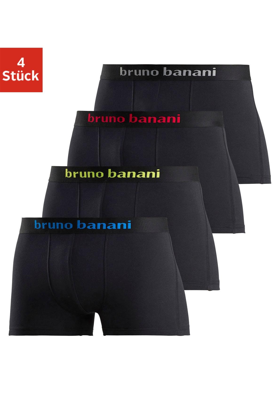 Bruno Banani Boxer, (Packung, 4 St.), mit farbigen Marken-Schriftzug am Bündchen