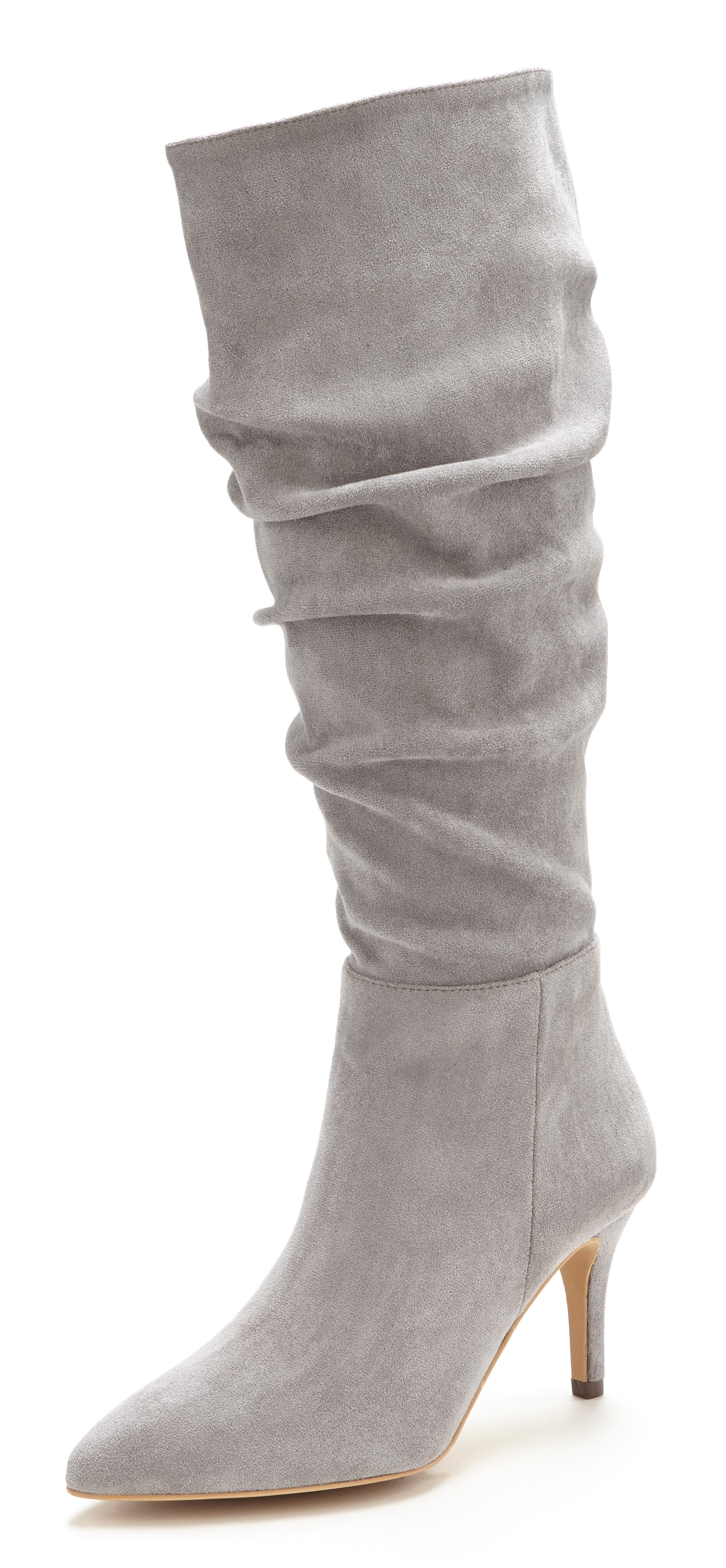 LASCANA Reissverschlussstiefel, mit modischer Raffung, Langschaft, High-Heel Stiefelette,Slouchy Boots