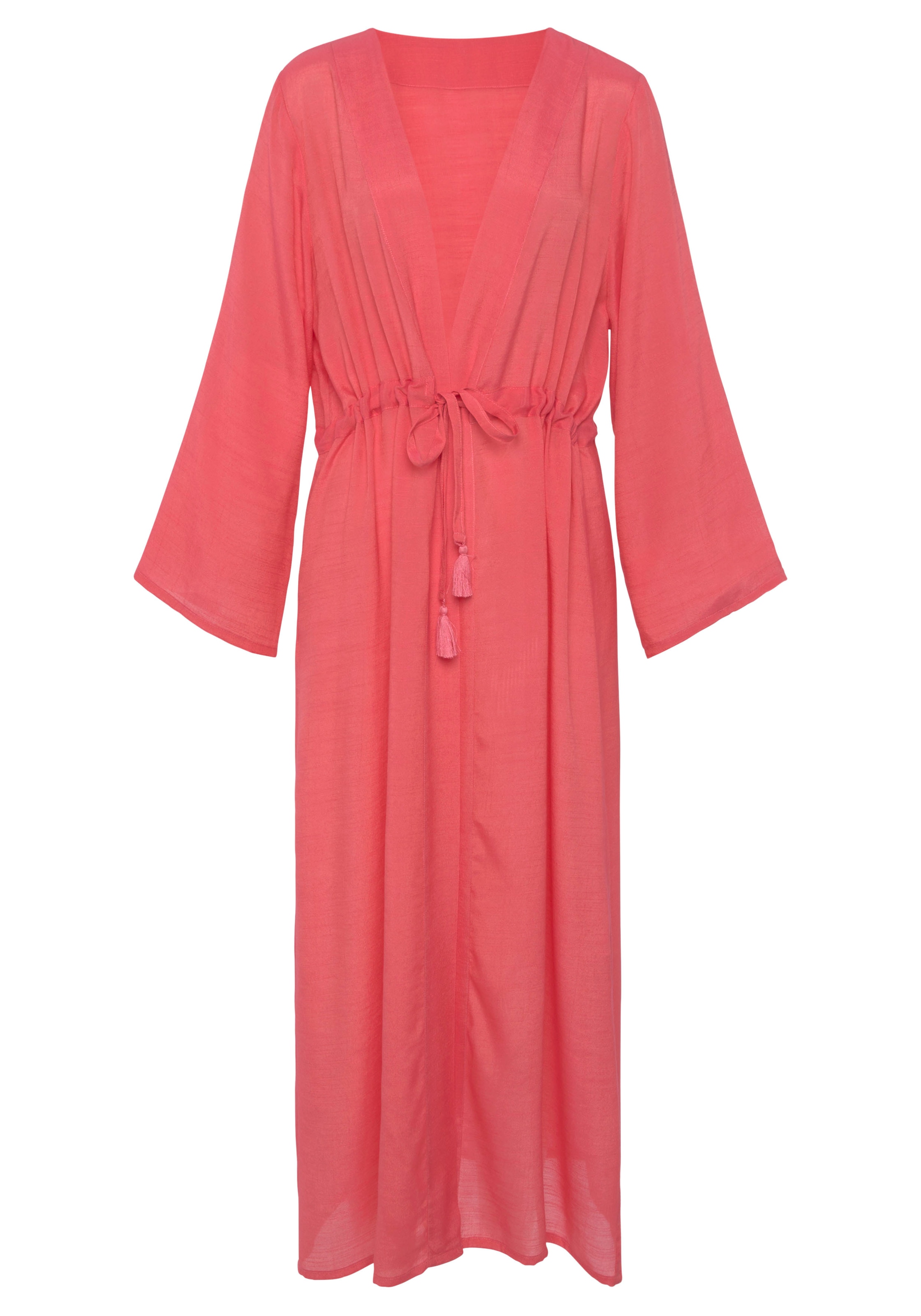 LASCANA Strandkleid, im Kimono-Style zum Binden, langärmliges Sommerkleid, Kaftan