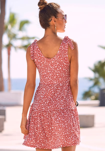Beachtime Druckkleid, mit modischen Volants, lockere Passform, Sommerleid, Strandkleid