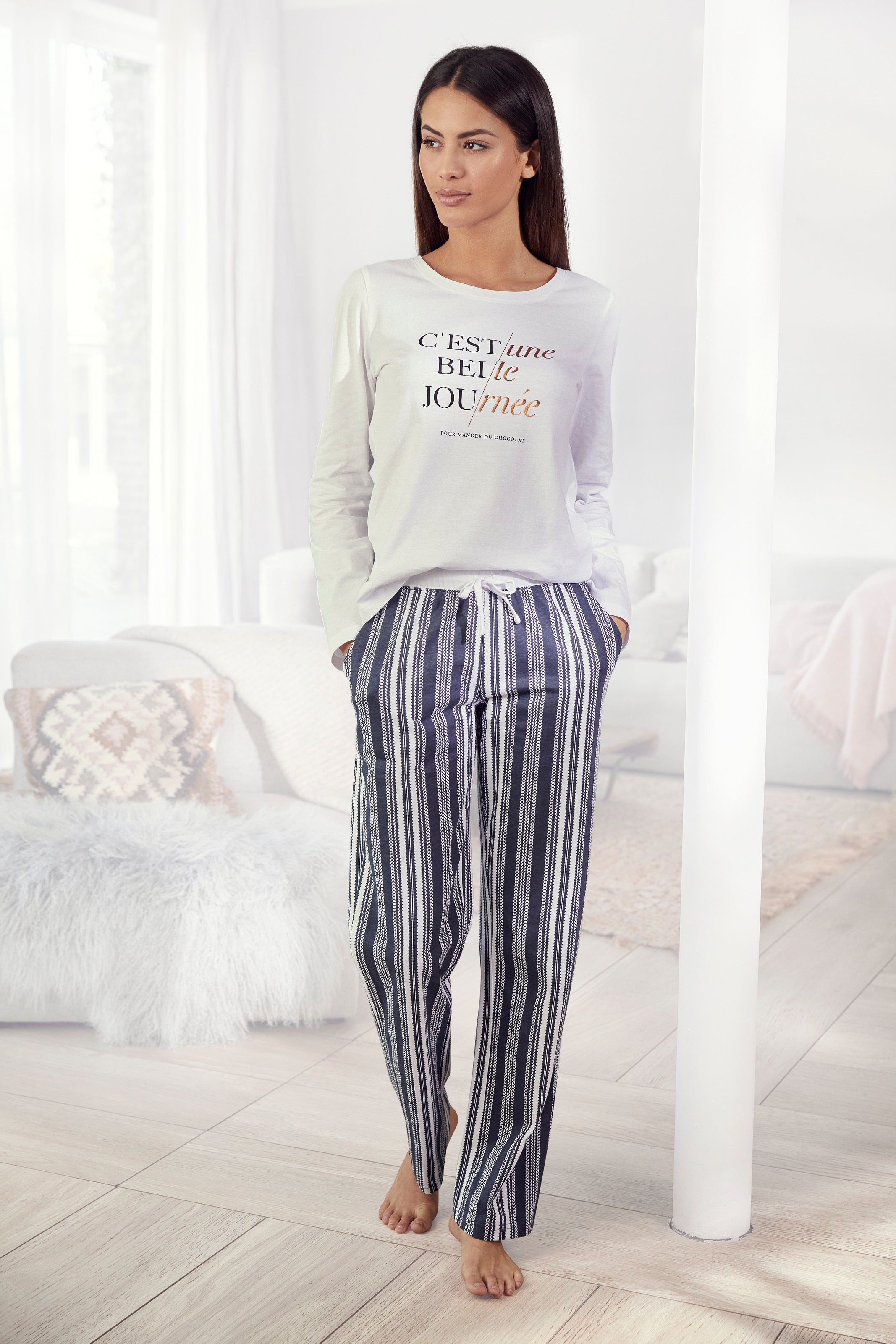 Vivance Dreams Pyjama, LASCANA mit kaufen 1 Bademode, grossem Blumen-Druck Lingerie tlg., » Stück), & Unterwäsche (2 | online