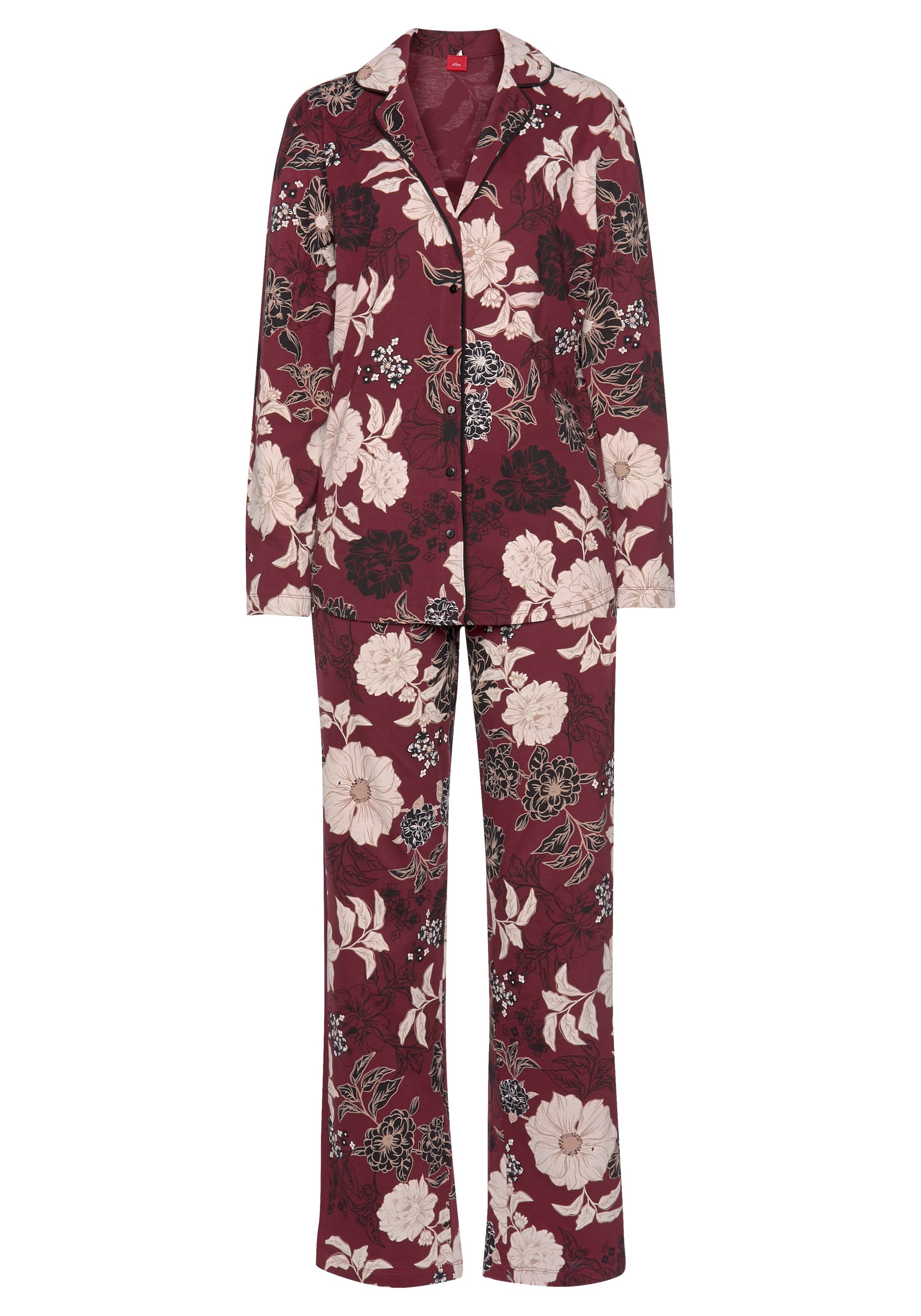 s.Oliver Pyjama, (2 tlg.), in klassischer Form mit Blumenmuster