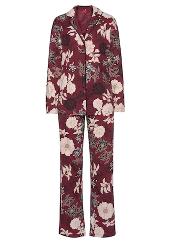 s.Oliver Pyjama, (2 tlg., 1 Stück), in klassischer Form mit Blumenmuster