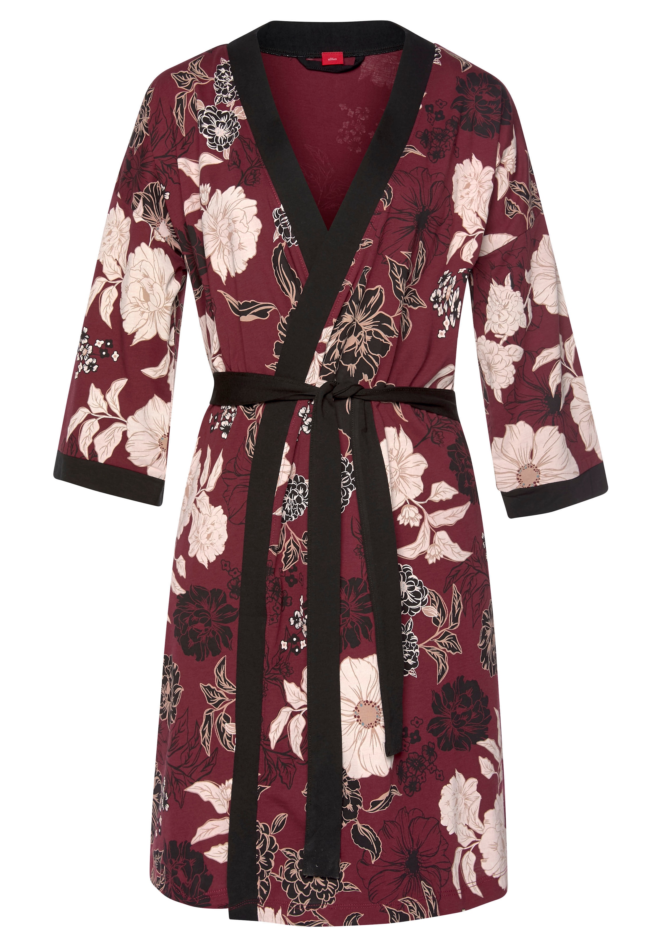 s.Oliver RED LABEL Bodywear : kimono avec passepoil contrastant