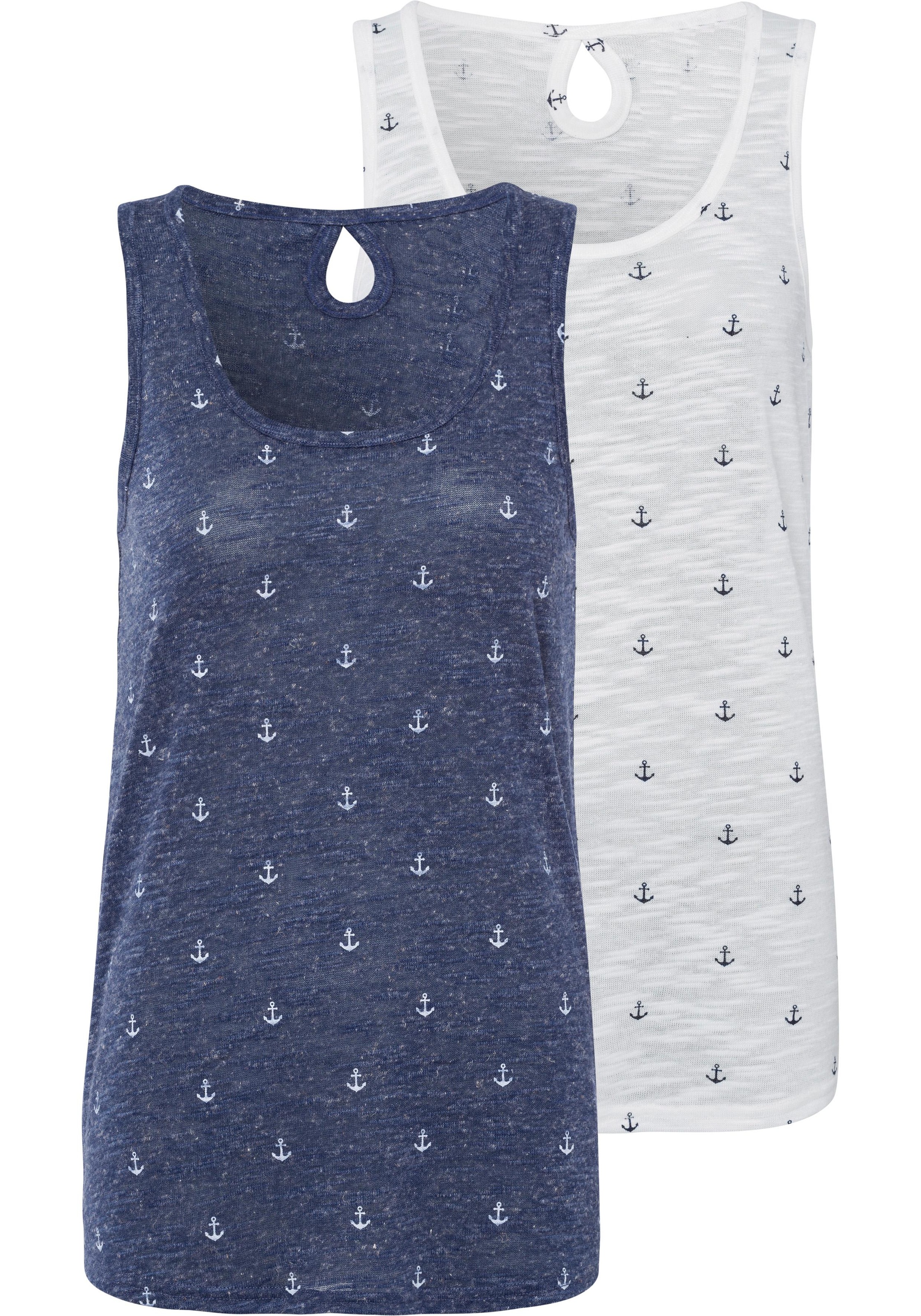 Image of Beachtime Tanktop, (2er-Pack), mit maritimem Anker-Druck