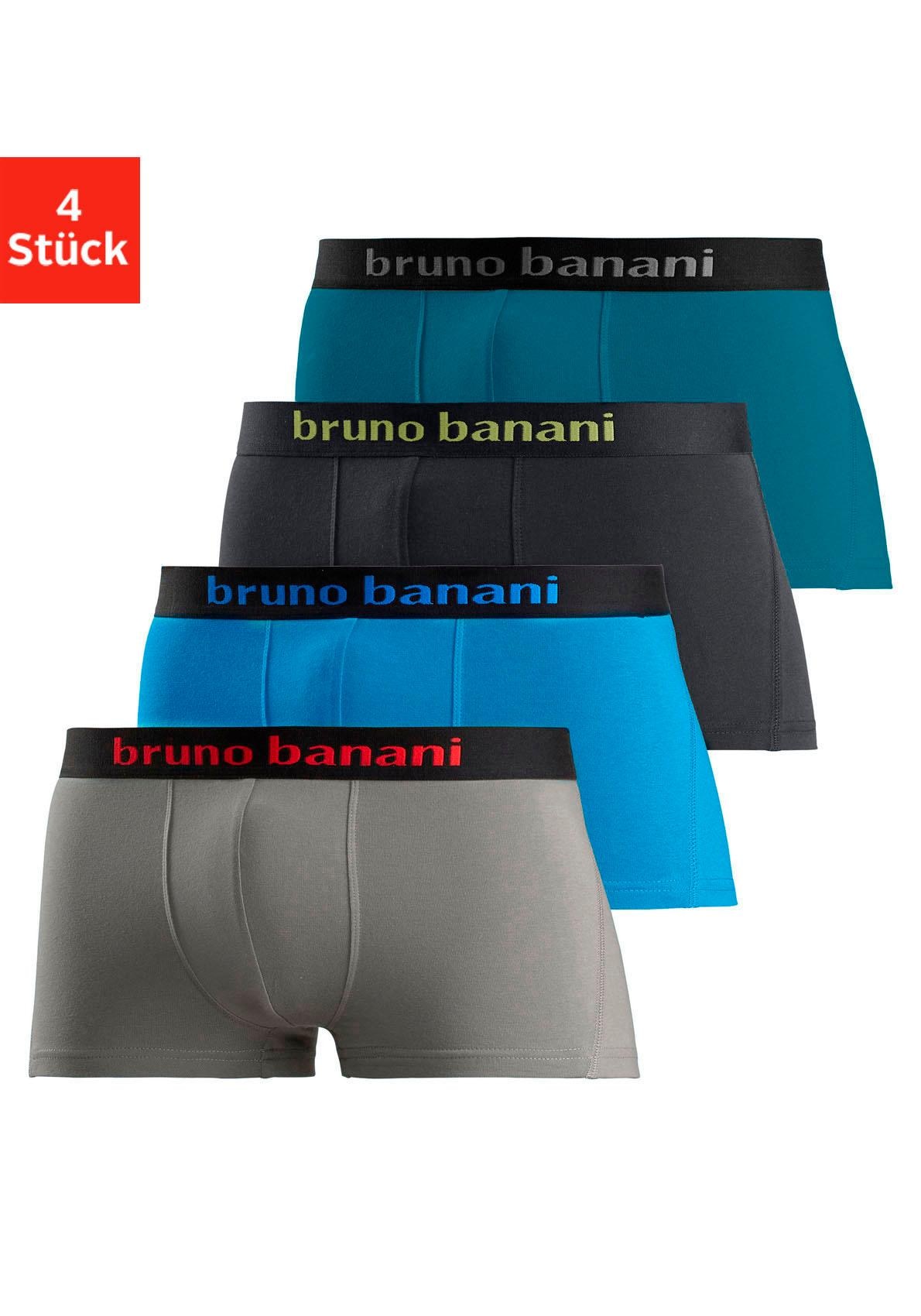 Box for günstig Kaufen-Bruno Banani Boxershorts, (Packung, 4 St.), in Hipster-Form mit Logo Webbund. Bruno Banani Boxershorts, (Packung, 4 St.), in Hipster-Form mit Logo Webbund <![CDATA[Bruno Banani Hipster im 4er Pack.Farbiger Marken-Schriftzug am Bündchen. Obermaterial: 95%