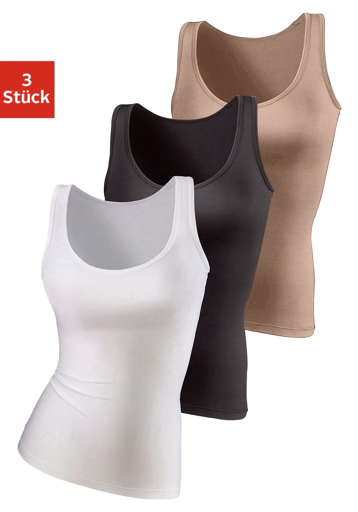 Vivance active Unterhemd, (Packung, 3er-Pack), aus weicher Microfaser, Tanktop, Unterziehshirt