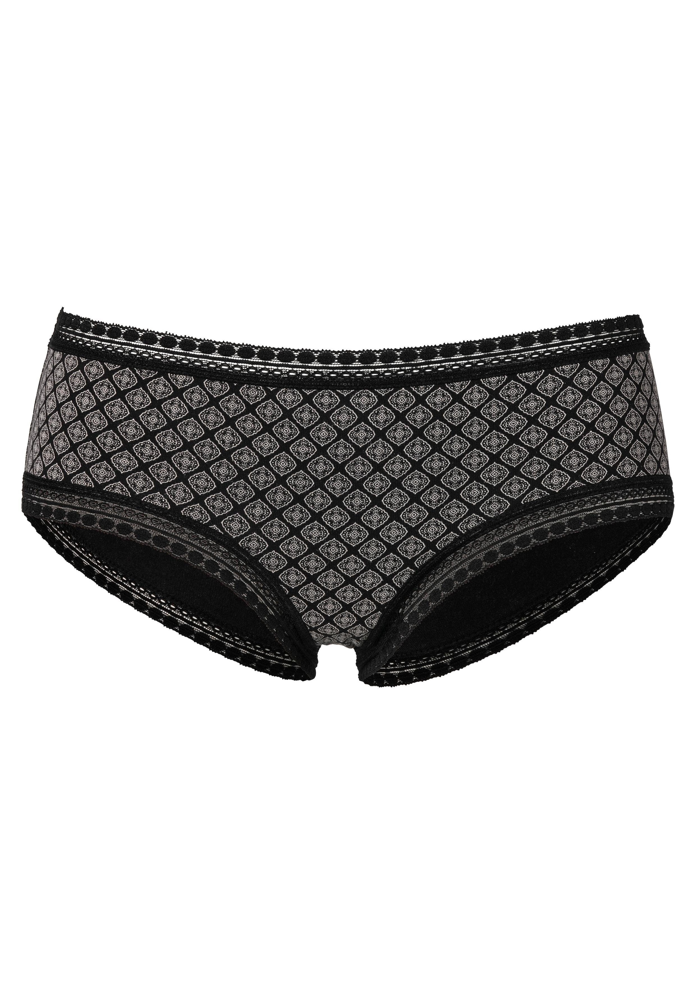 LASCANA Panty, (3er-Pack), aus elastischer Baumwolle mit weicher Spitze