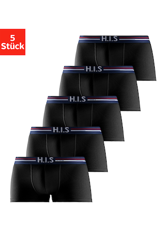 H.I.S Boxershorts, (Packung, 5 St.), in Hipster-Form mit Streifen und Markenlogo im Bund