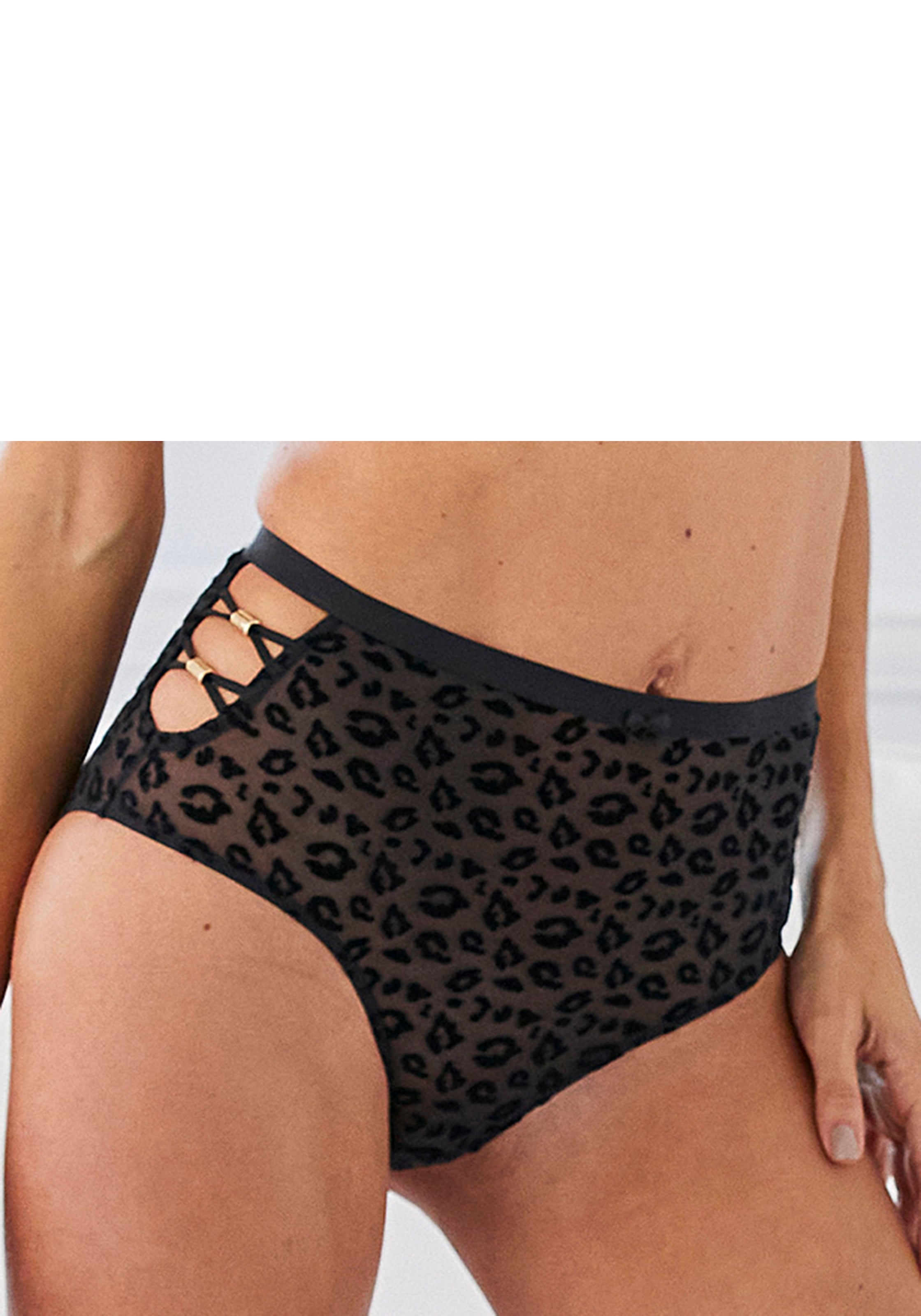petite fleur goldfarben High-Waist-Slip »Franca«, in moderner Leo-Optik mit Bändern an den Seiten