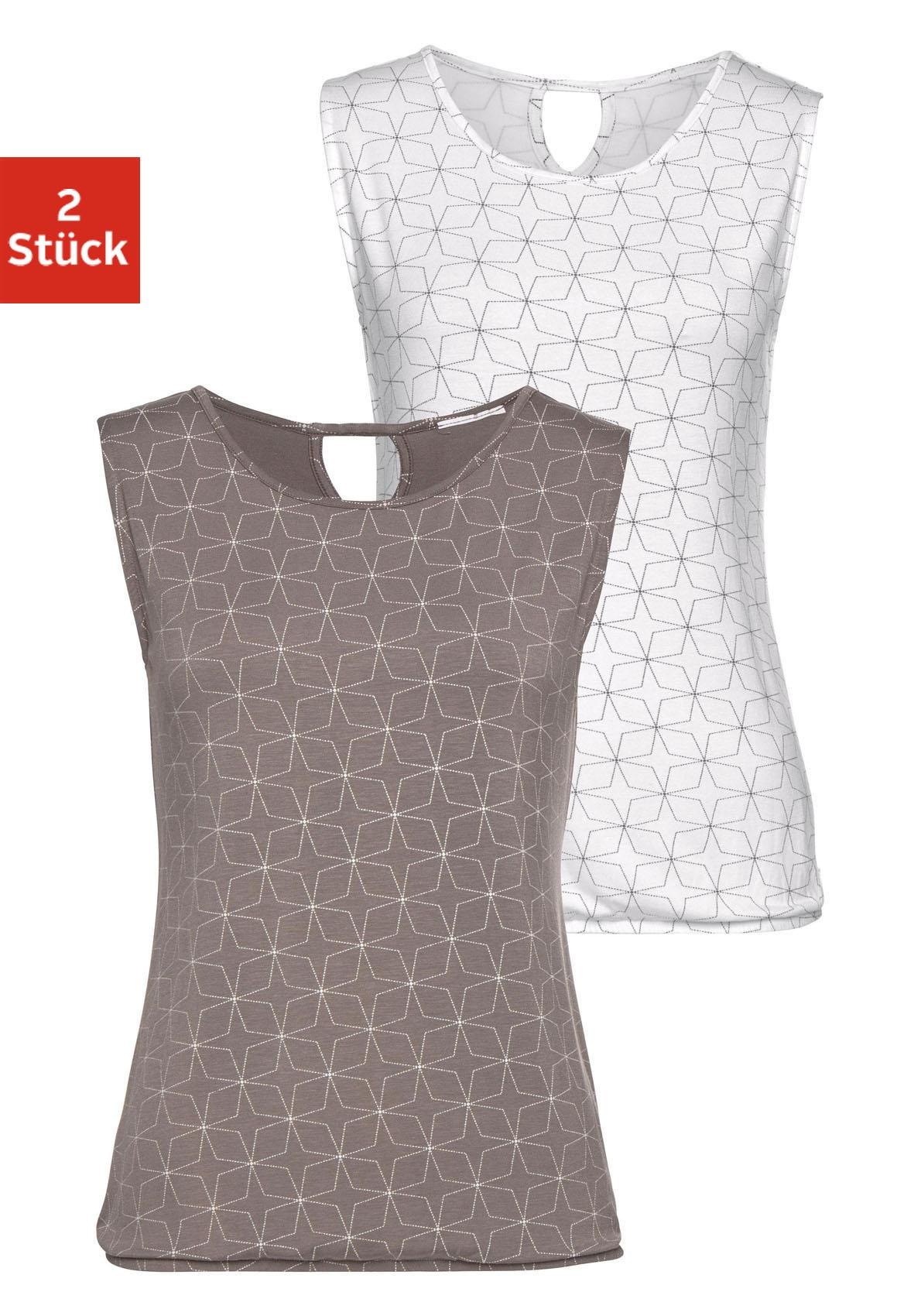 LASCANA Tanktop, (2er-Pack), mit kleinem Cut-Out im Nacken