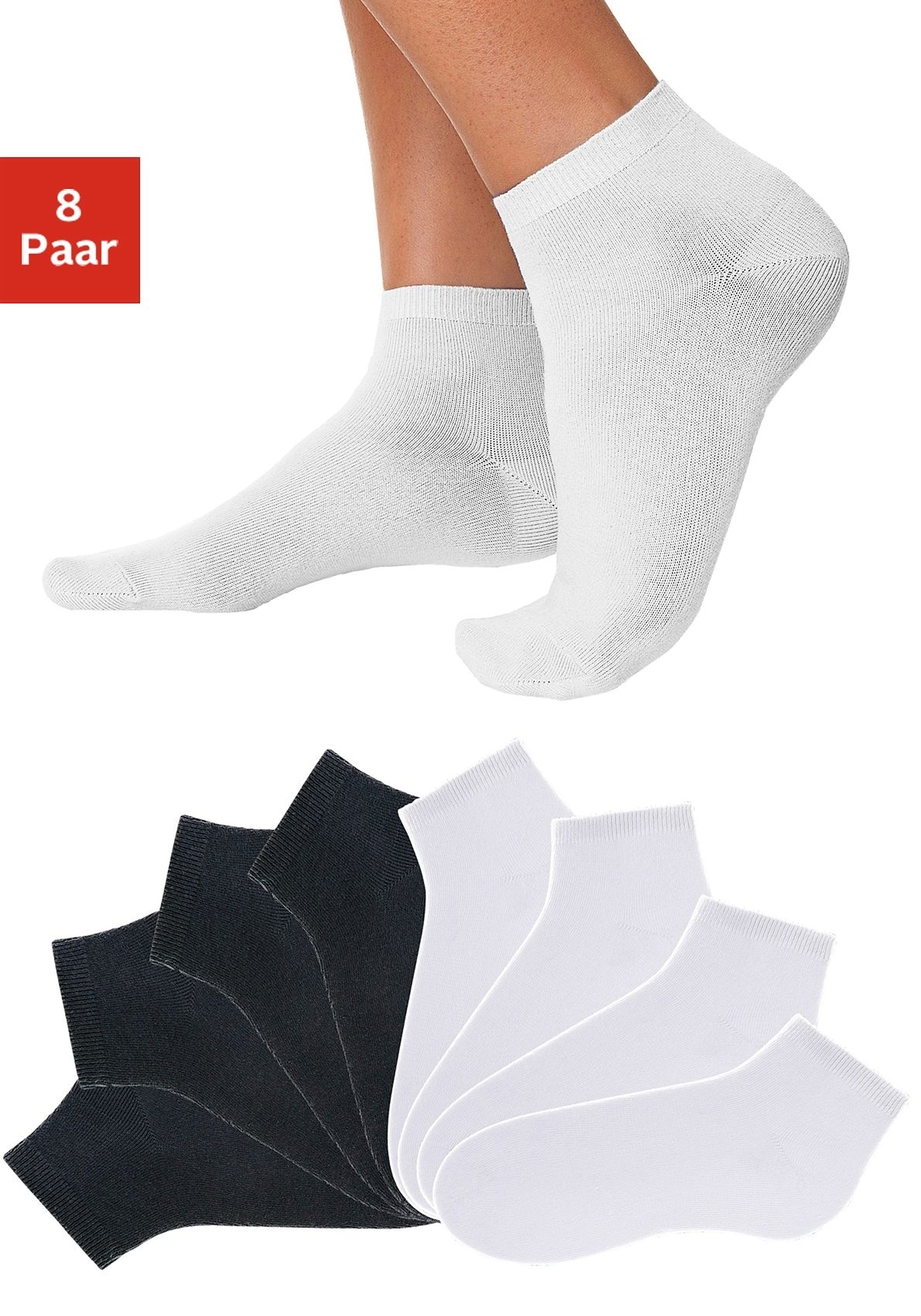 Go in Kurzsocken, (Set, 8 Paar), uni in Basic Farben